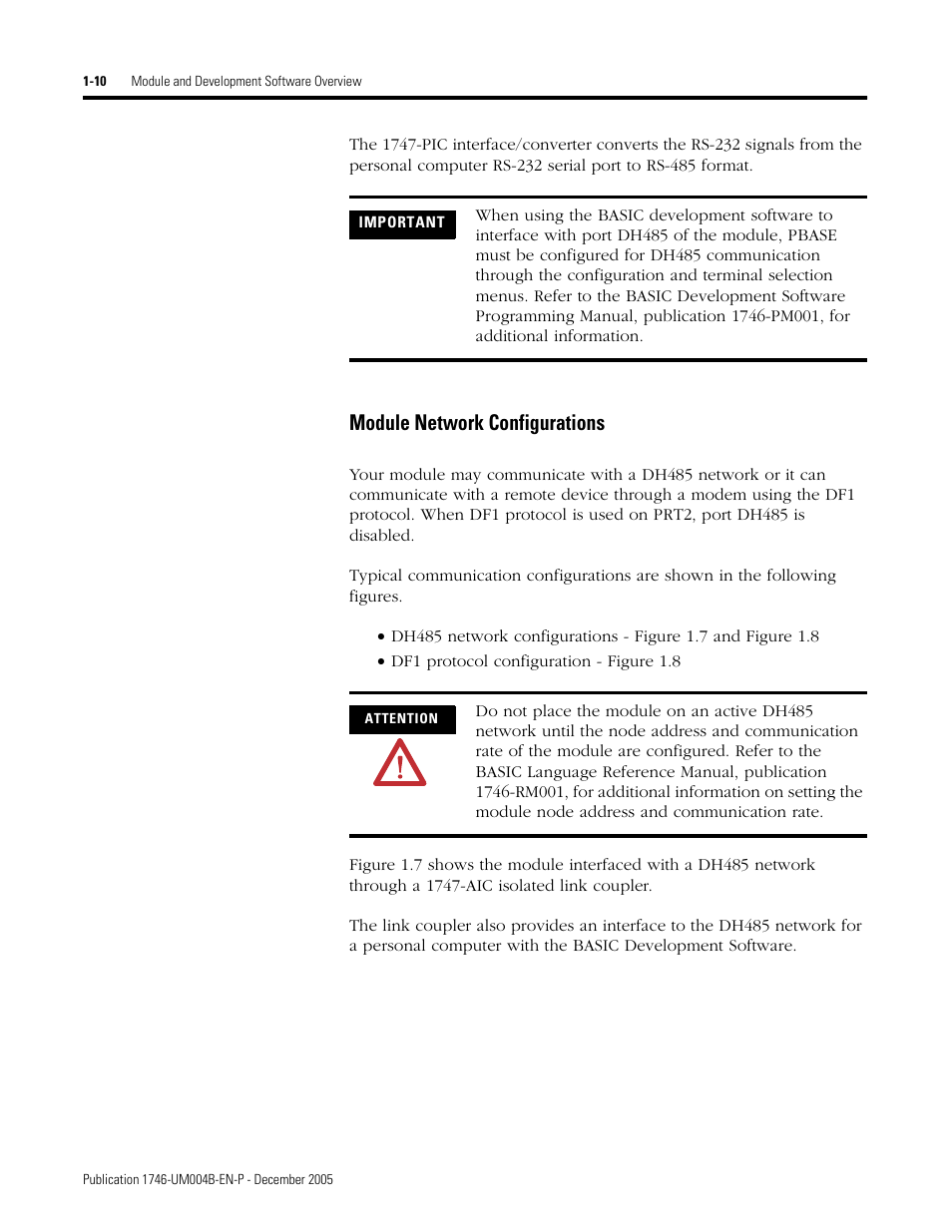 Module network configurations -10, Module network configurations | Rockwell Automation 1746-BAS-T SLC 500 Basic Basic-T Modules User Manual | Page 22 / 90