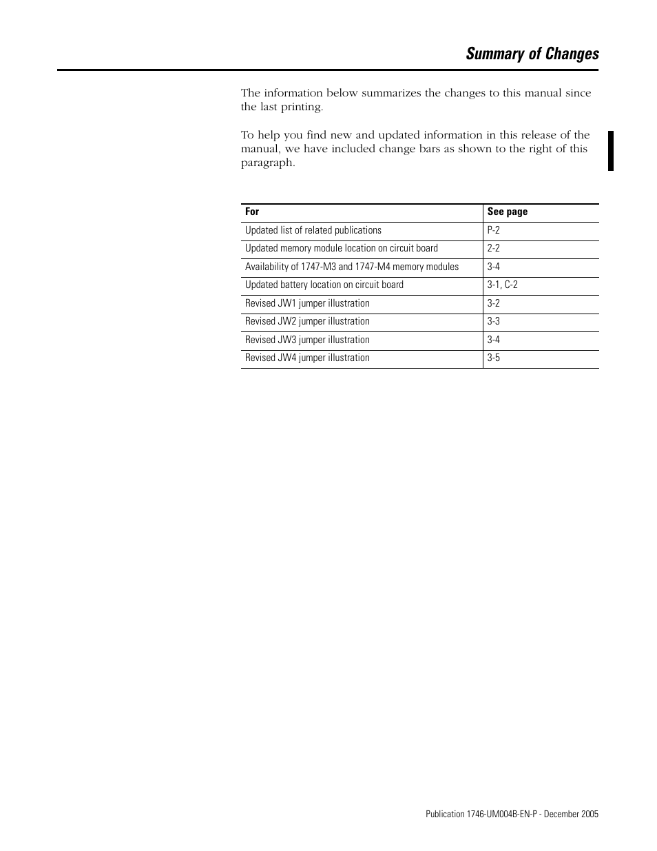 Summary of changes | Rockwell Automation 1746-BAS-T SLC 500 Basic Basic-T Modules User Manual | Page 3 / 90