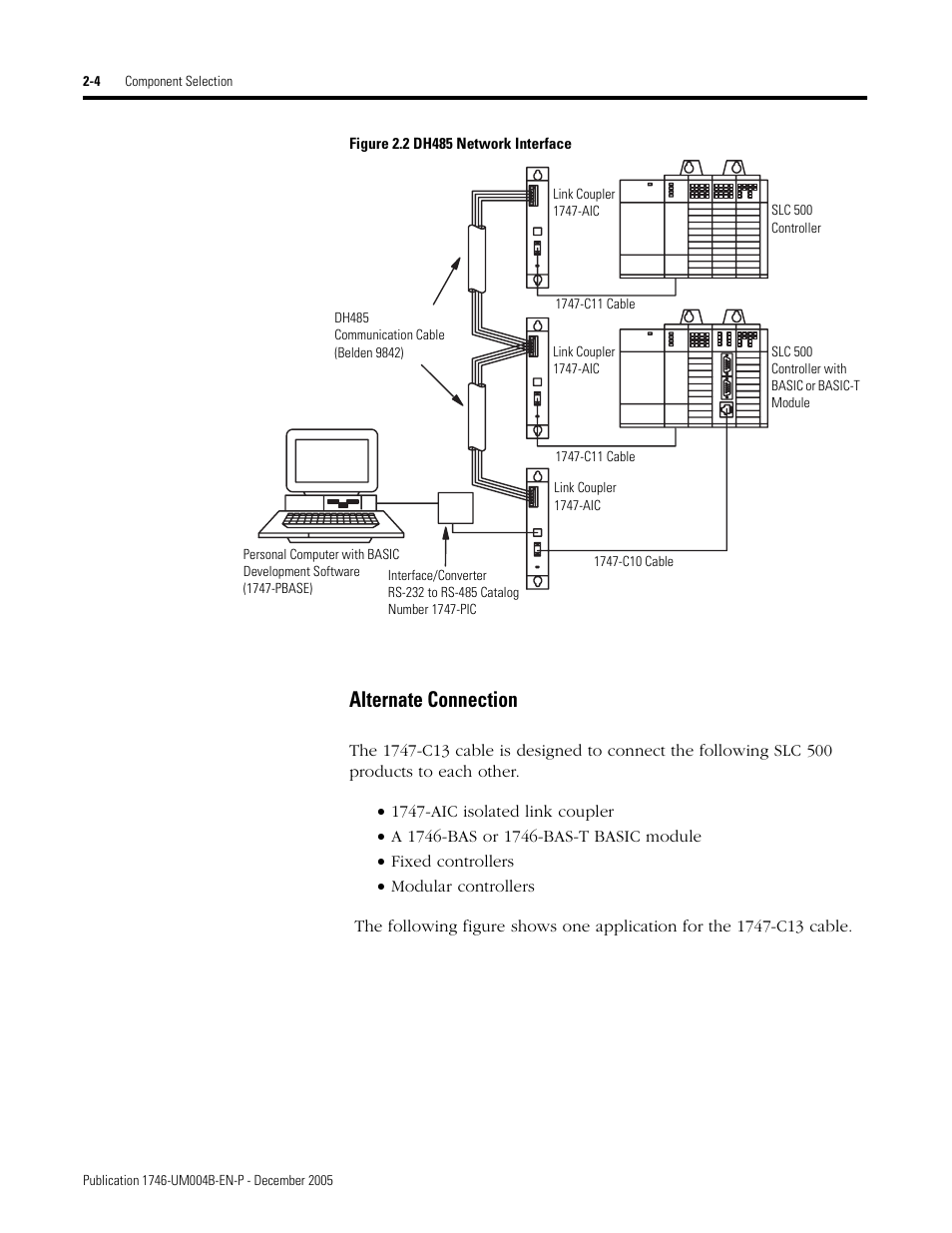 Alternate connection -4, Alternate connection | Rockwell Automation 1746-BAS-T SLC 500 Basic Basic-T Modules User Manual | Page 30 / 90