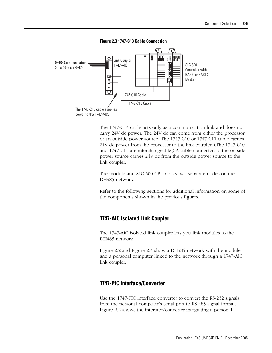 1747-aic isolated link coupler, 1747-pic interface/converter | Rockwell Automation 1746-BAS-T SLC 500 Basic Basic-T Modules User Manual | Page 31 / 90