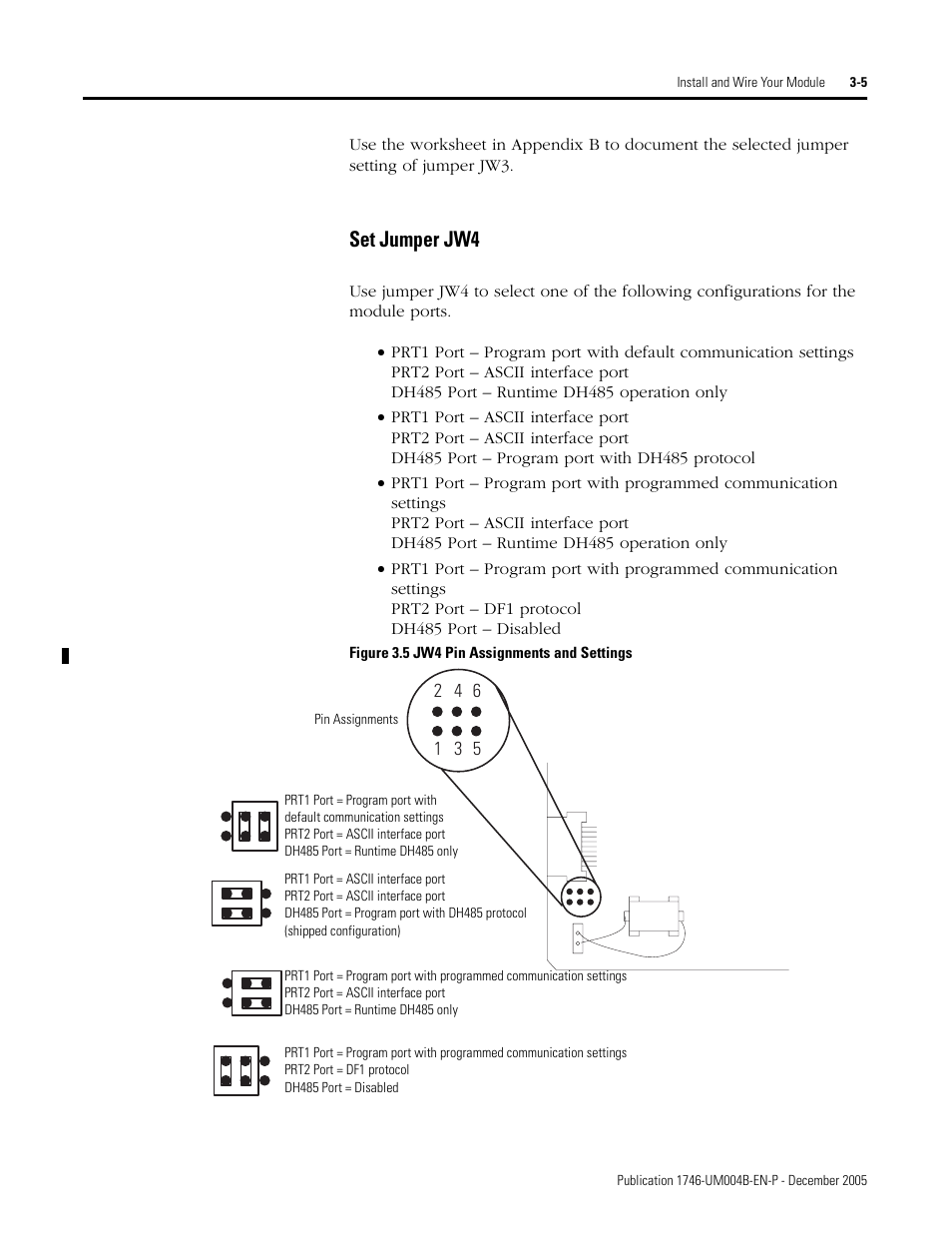 Set jumper jw4 -5, Set jumper jw4 | Rockwell Automation 1746-BAS-T SLC 500 Basic Basic-T Modules User Manual | Page 39 / 90