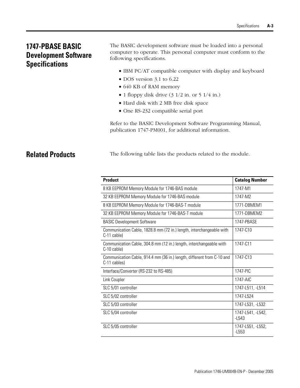 Related products | Rockwell Automation 1746-BAS-T SLC 500 Basic Basic-T Modules User Manual | Page 73 / 90