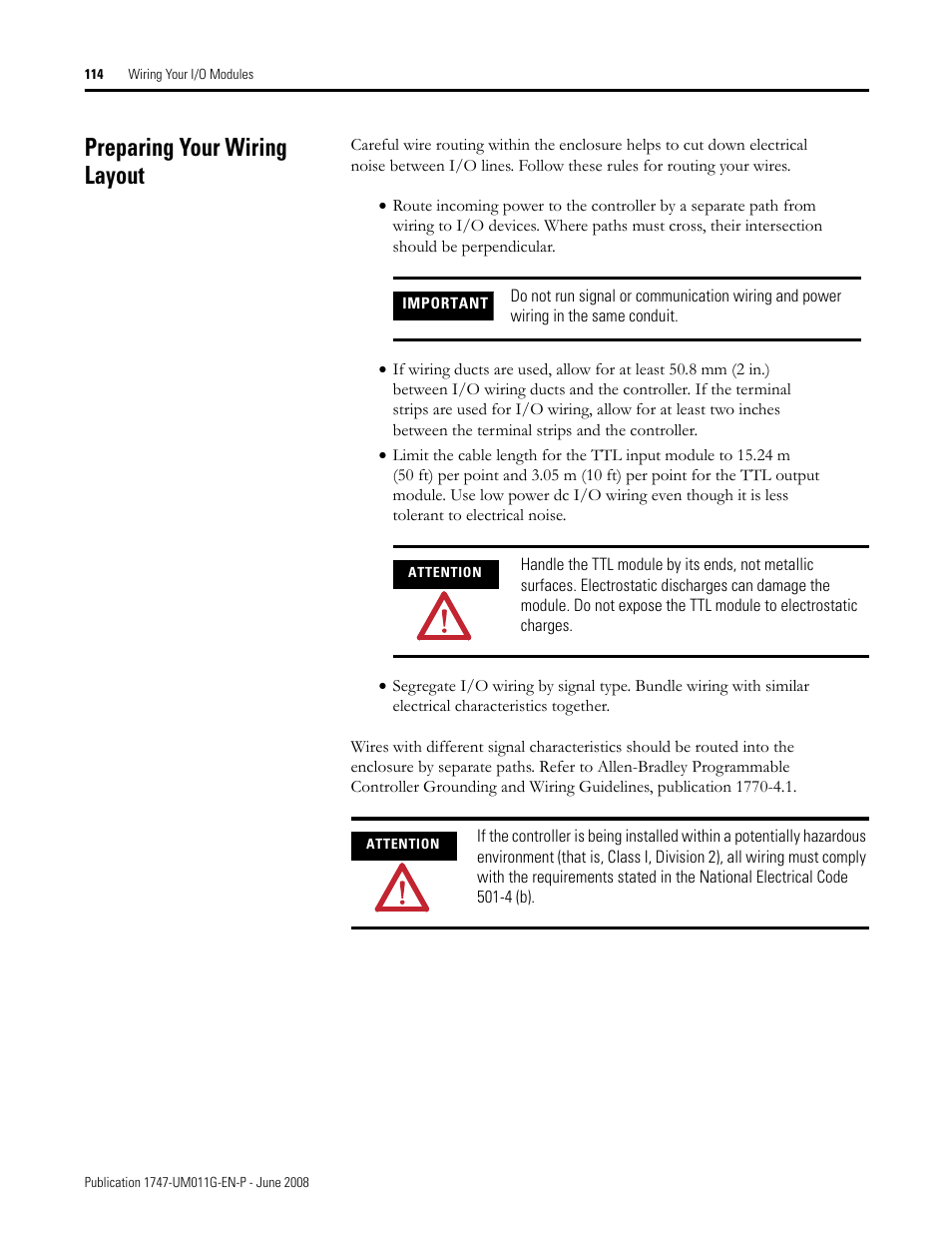 Preparing your wiring layout | Rockwell Automation 1747-L5xx SLC 500 Modular Hardware Style User Manual User Manual | Page 114 / 296