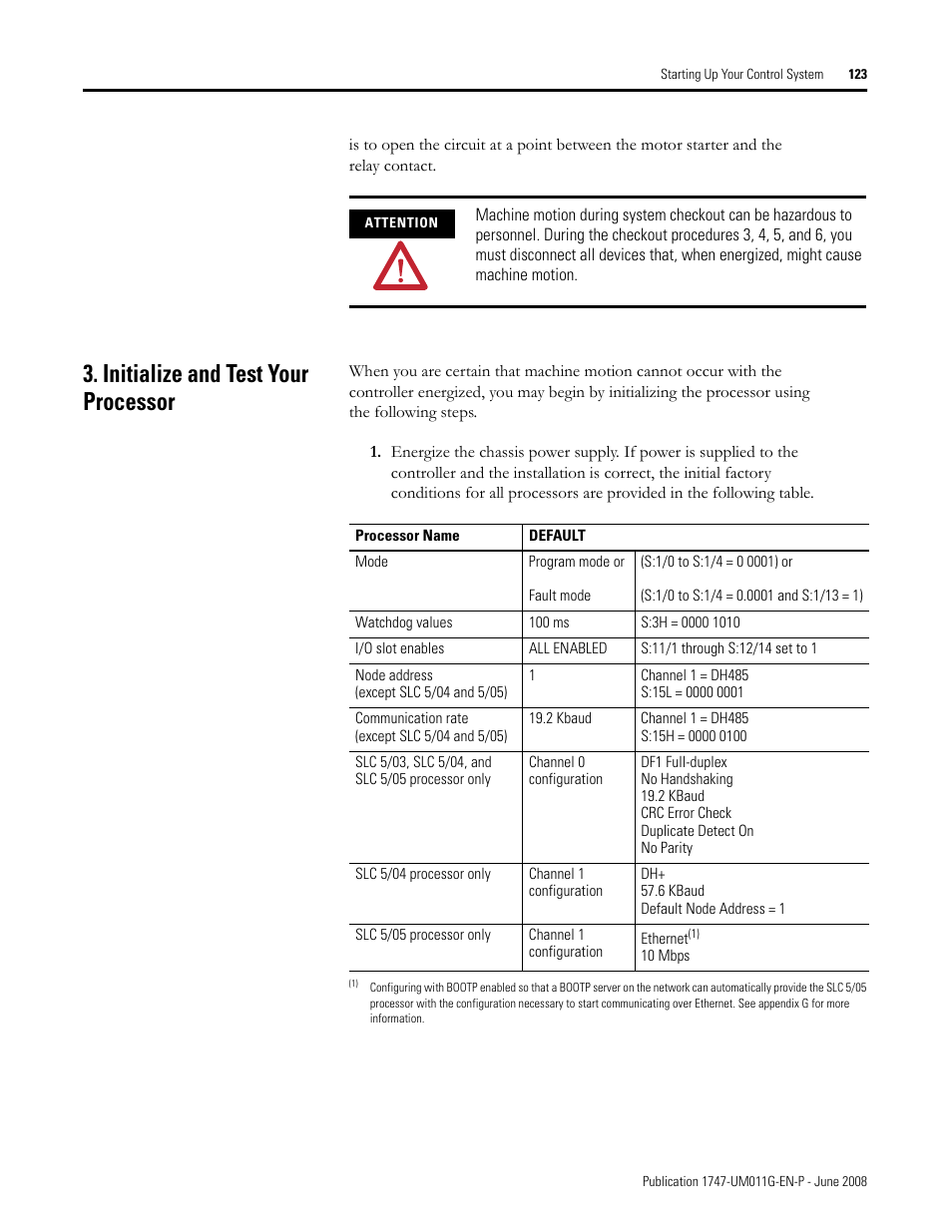 Initialize and test your processor | Rockwell Automation 1747-L5xx SLC 500 Modular Hardware Style User Manual User Manual | Page 123 / 296