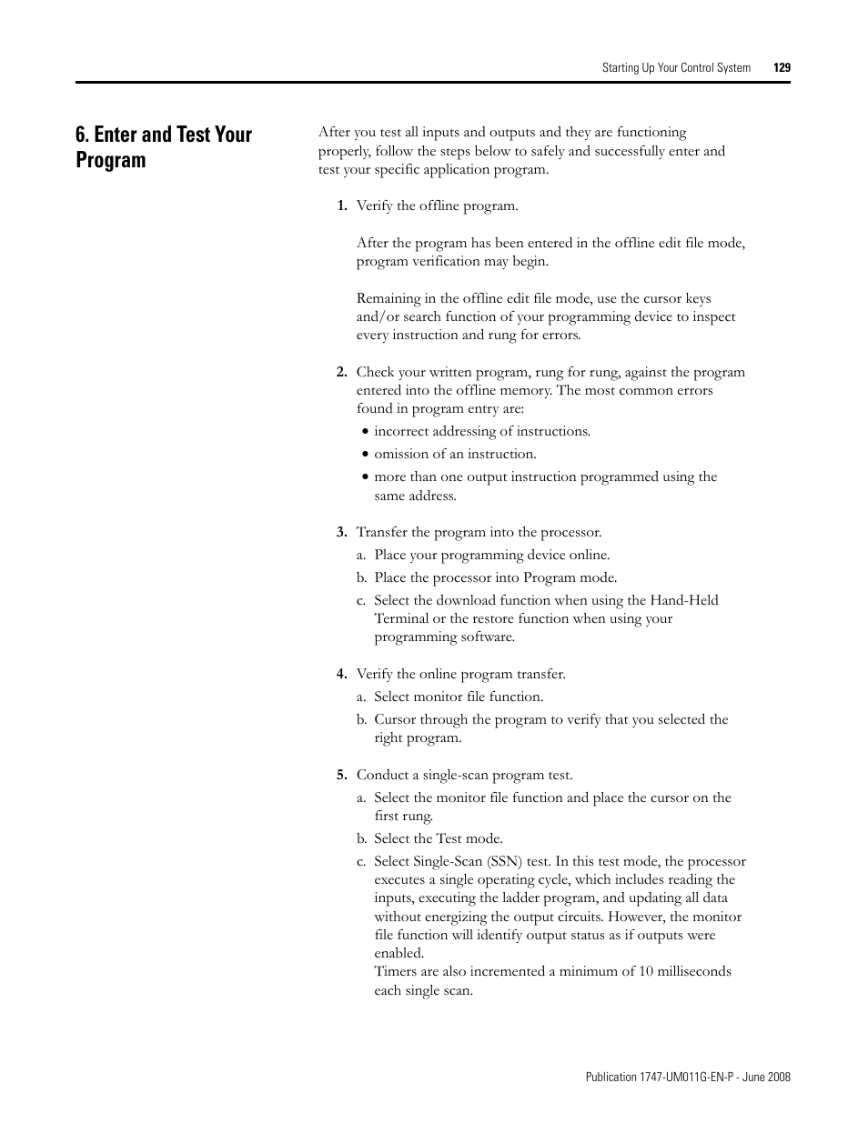 Enter and test your program | Rockwell Automation 1747-L5xx SLC 500 Modular Hardware Style User Manual User Manual | Page 129 / 296