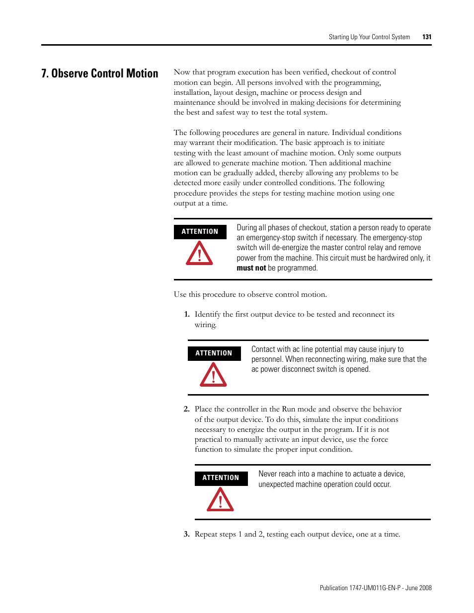 Observe control motion | Rockwell Automation 1747-L5xx SLC 500 Modular Hardware Style User Manual User Manual | Page 131 / 296