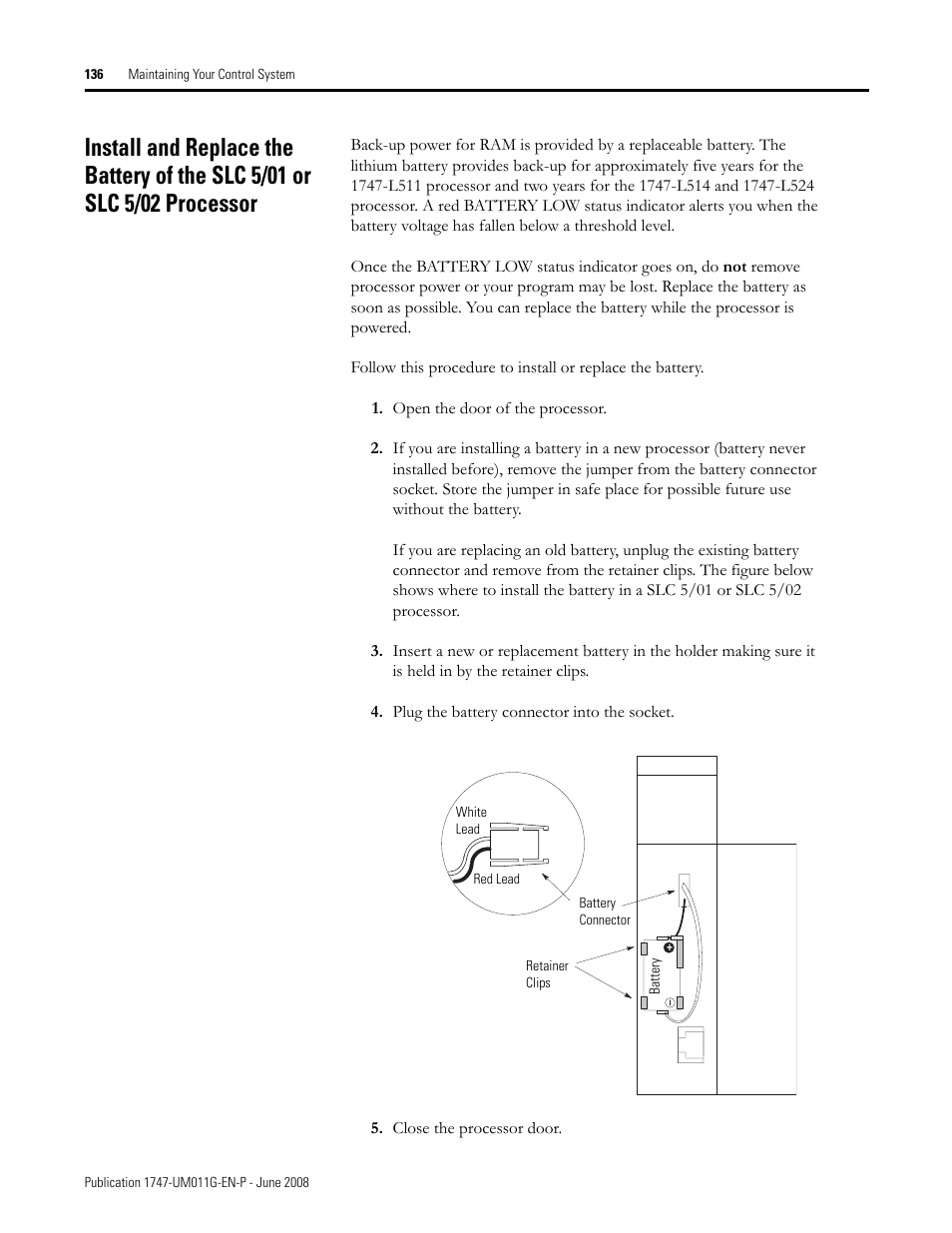 Rockwell Automation 1747-L5xx SLC 500 Modular Hardware Style User Manual User Manual | Page 136 / 296