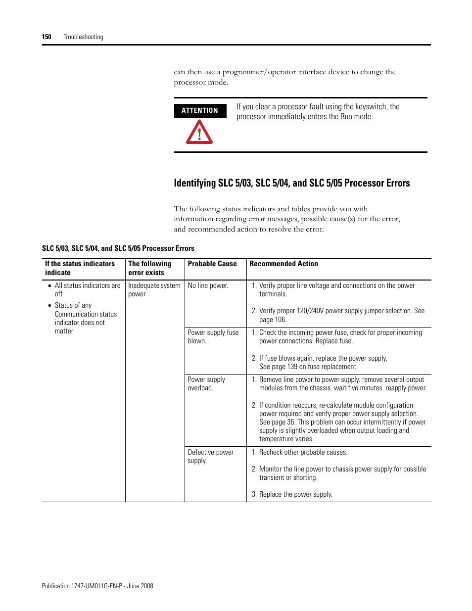 Rockwell Automation 1747-L5xx SLC 500 Modular Hardware Style User Manual User Manual | Page 150 / 296