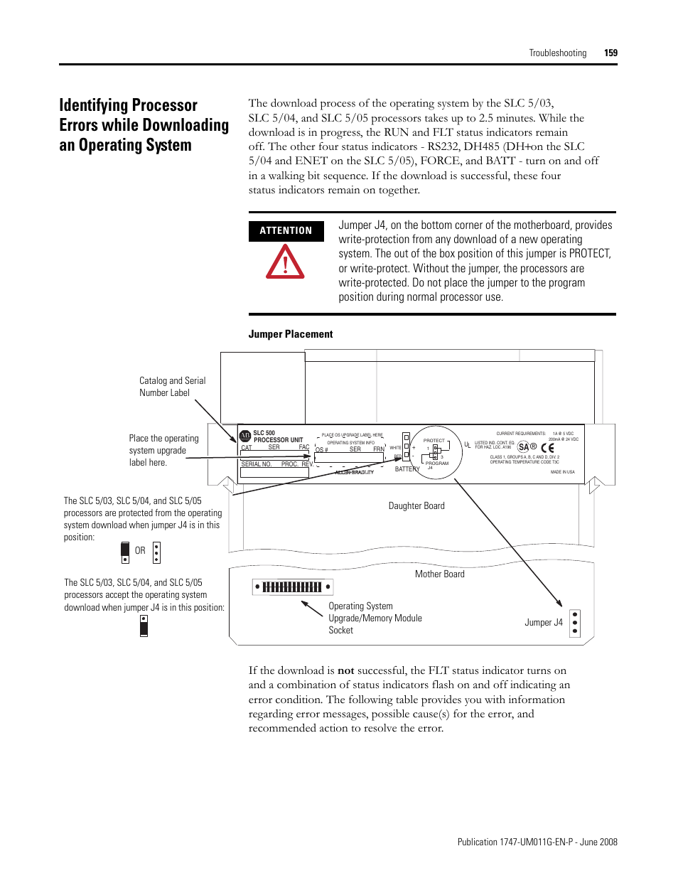 Jumper placement | Rockwell Automation 1747-L5xx SLC 500 Modular Hardware Style User Manual User Manual | Page 159 / 296