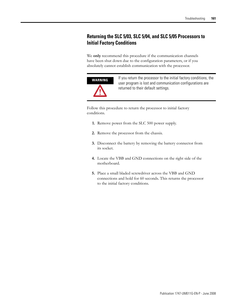 Rockwell Automation 1747-L5xx SLC 500 Modular Hardware Style User Manual User Manual | Page 161 / 296