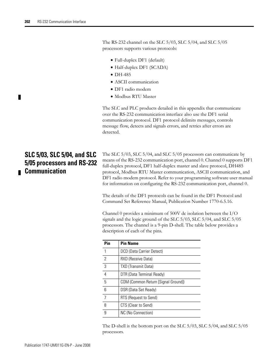 Rockwell Automation 1747-L5xx SLC 500 Modular Hardware Style User Manual User Manual | Page 202 / 296