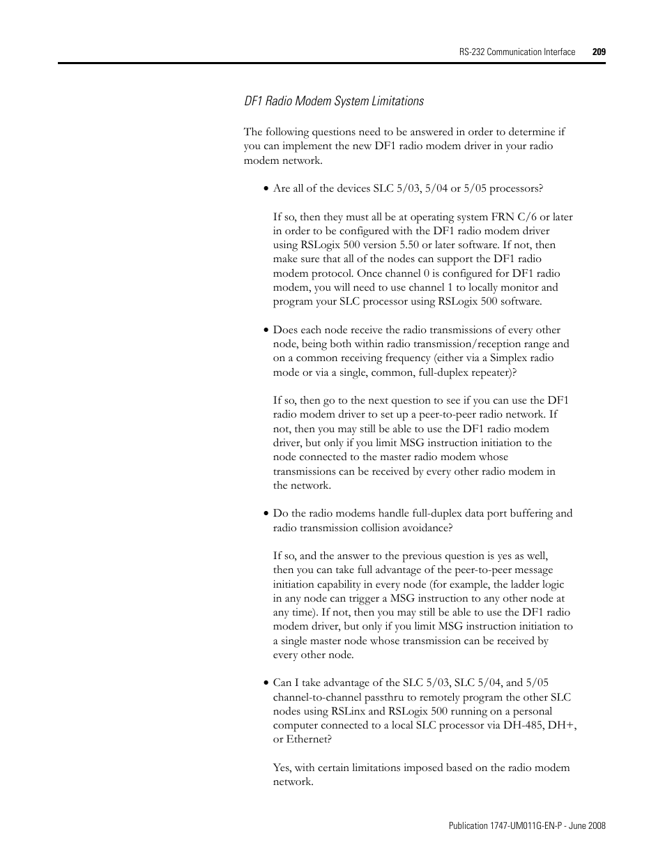 Rockwell Automation 1747-L5xx SLC 500 Modular Hardware Style User Manual User Manual | Page 209 / 296