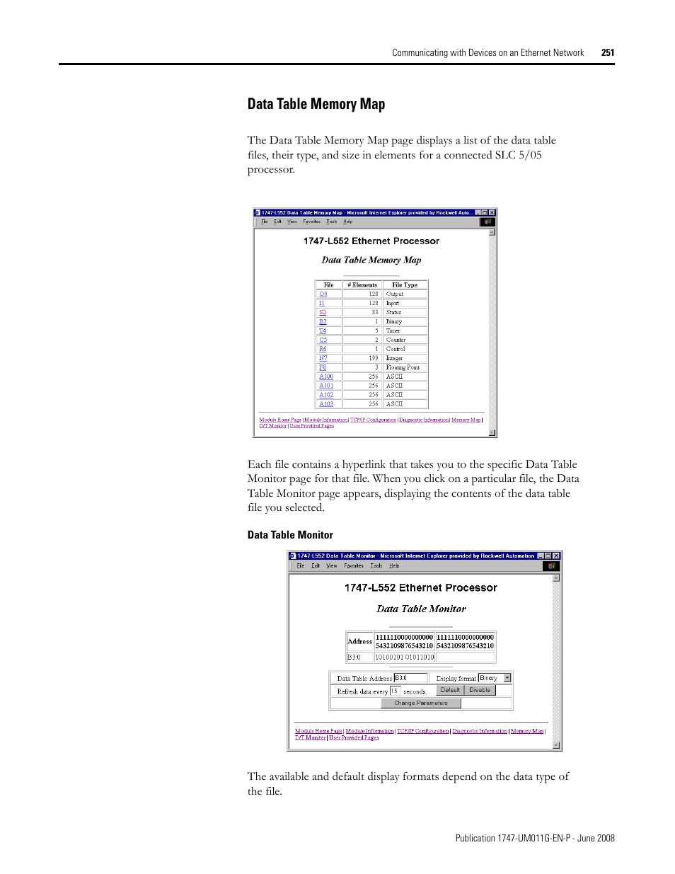 Data table memory map | Rockwell Automation 1747-L5xx SLC 500 Modular Hardware Style User Manual User Manual | Page 251 / 296