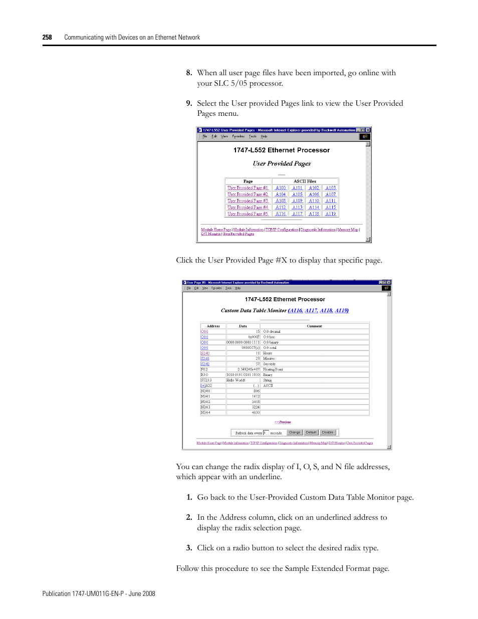 Rockwell Automation 1747-L5xx SLC 500 Modular Hardware Style User Manual User Manual | Page 258 / 296