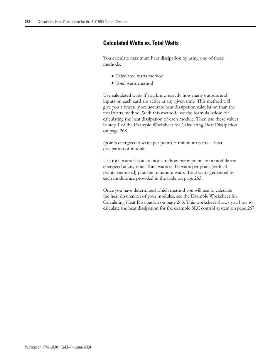 Calculated watts vs. total watts | Rockwell Automation 1747-L5xx SLC 500 Modular Hardware Style User Manual User Manual | Page 262 / 296