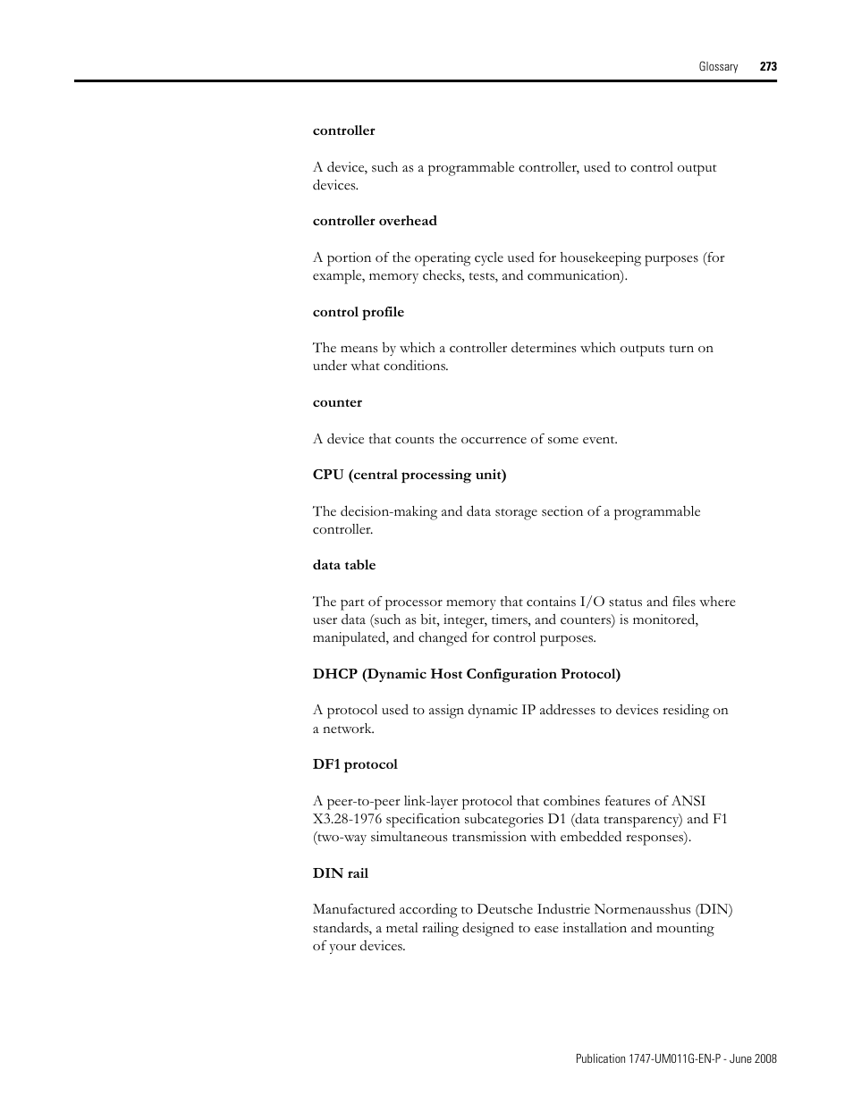 Rockwell Automation 1747-L5xx SLC 500 Modular Hardware Style User Manual User Manual | Page 273 / 296