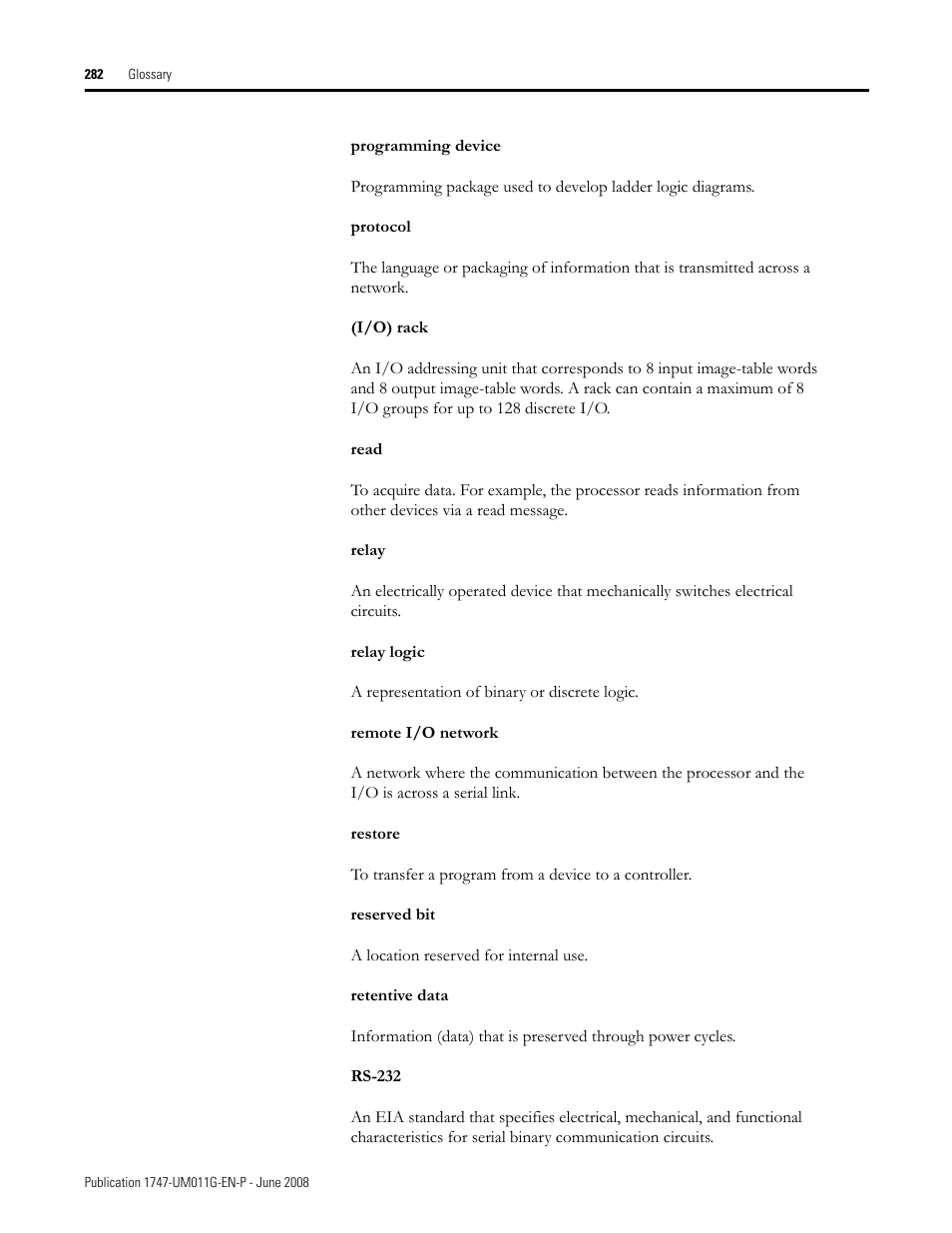 Rockwell Automation 1747-L5xx SLC 500 Modular Hardware Style User Manual User Manual | Page 282 / 296