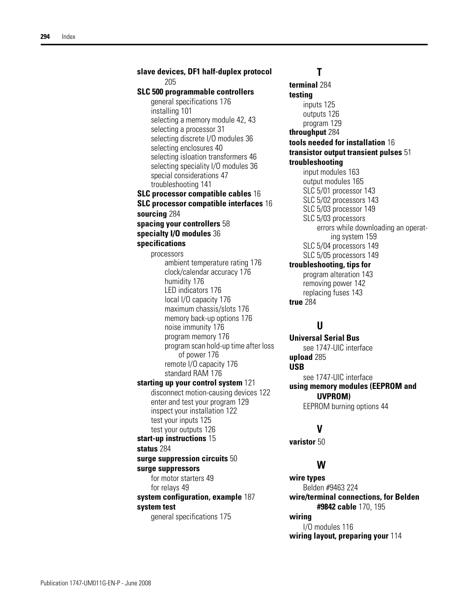 Rockwell Automation 1747-L5xx SLC 500 Modular Hardware Style User Manual User Manual | Page 294 / 296