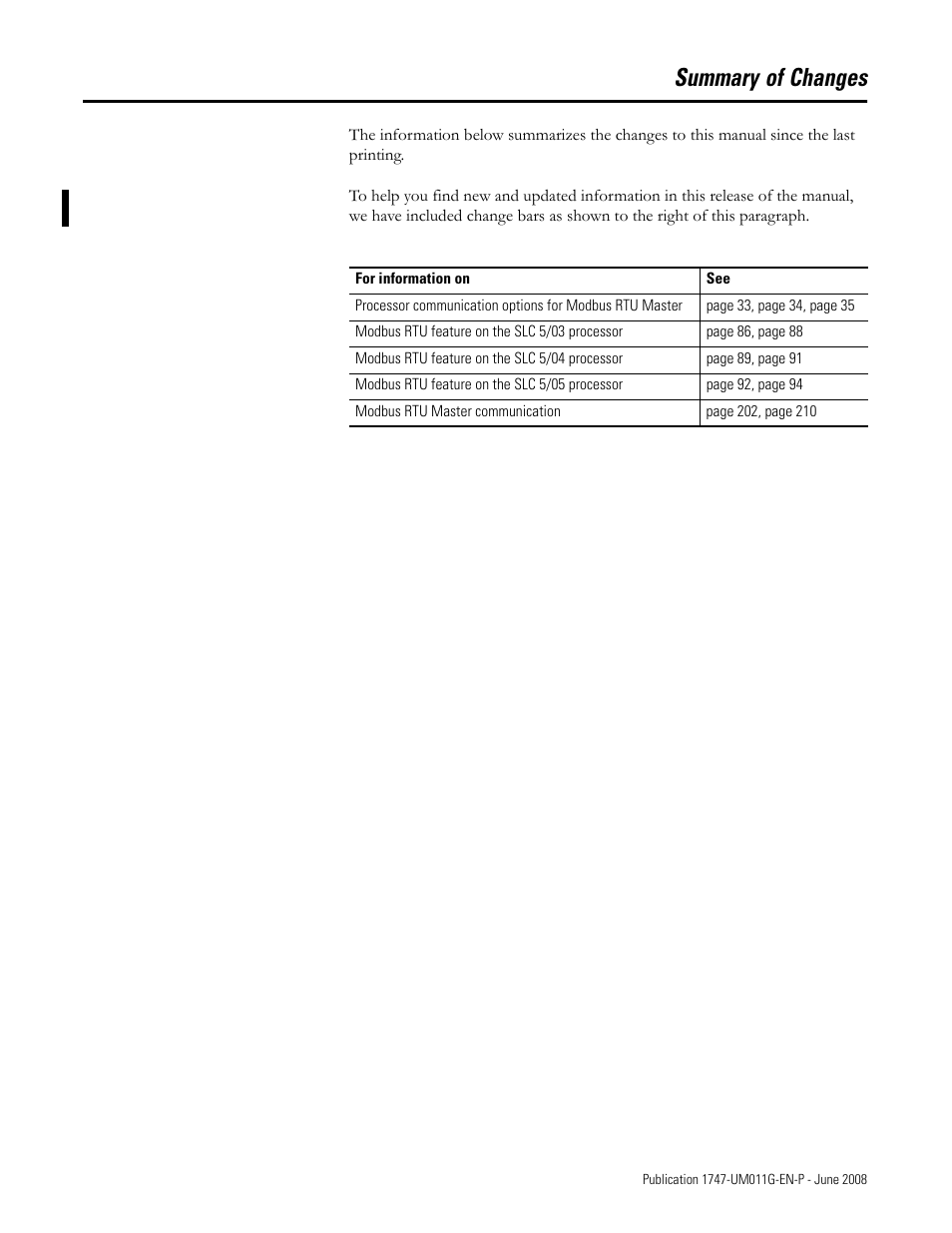 Summary of changes | Rockwell Automation 1747-L5xx SLC 500 Modular Hardware Style User Manual User Manual | Page 3 / 296