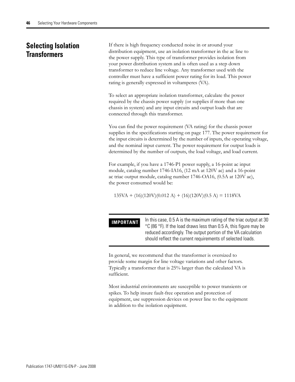 Selecting isolation transformers | Rockwell Automation 1747-L5xx SLC 500 Modular Hardware Style User Manual User Manual | Page 46 / 296