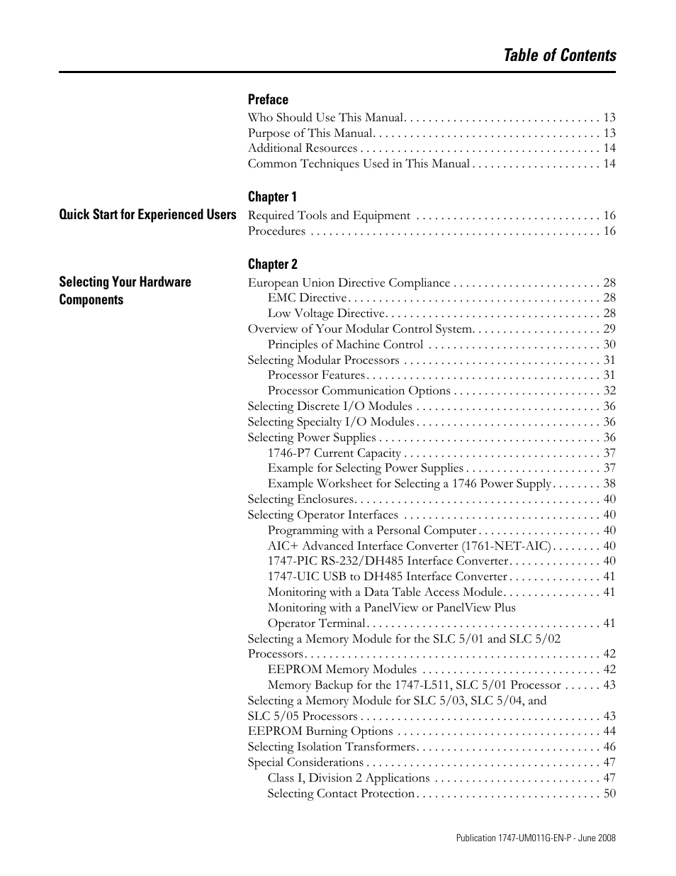 Rockwell Automation 1747-L5xx SLC 500 Modular Hardware Style User Manual User Manual | Page 5 / 296