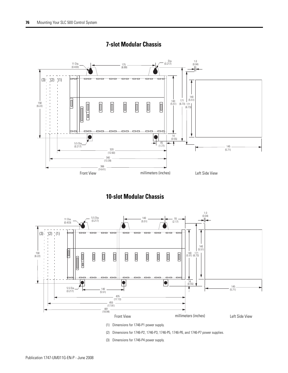 Slot modular chassis 10-slot modular chassis | Rockwell Automation 1747-L5xx SLC 500 Modular Hardware Style User Manual User Manual | Page 76 / 296