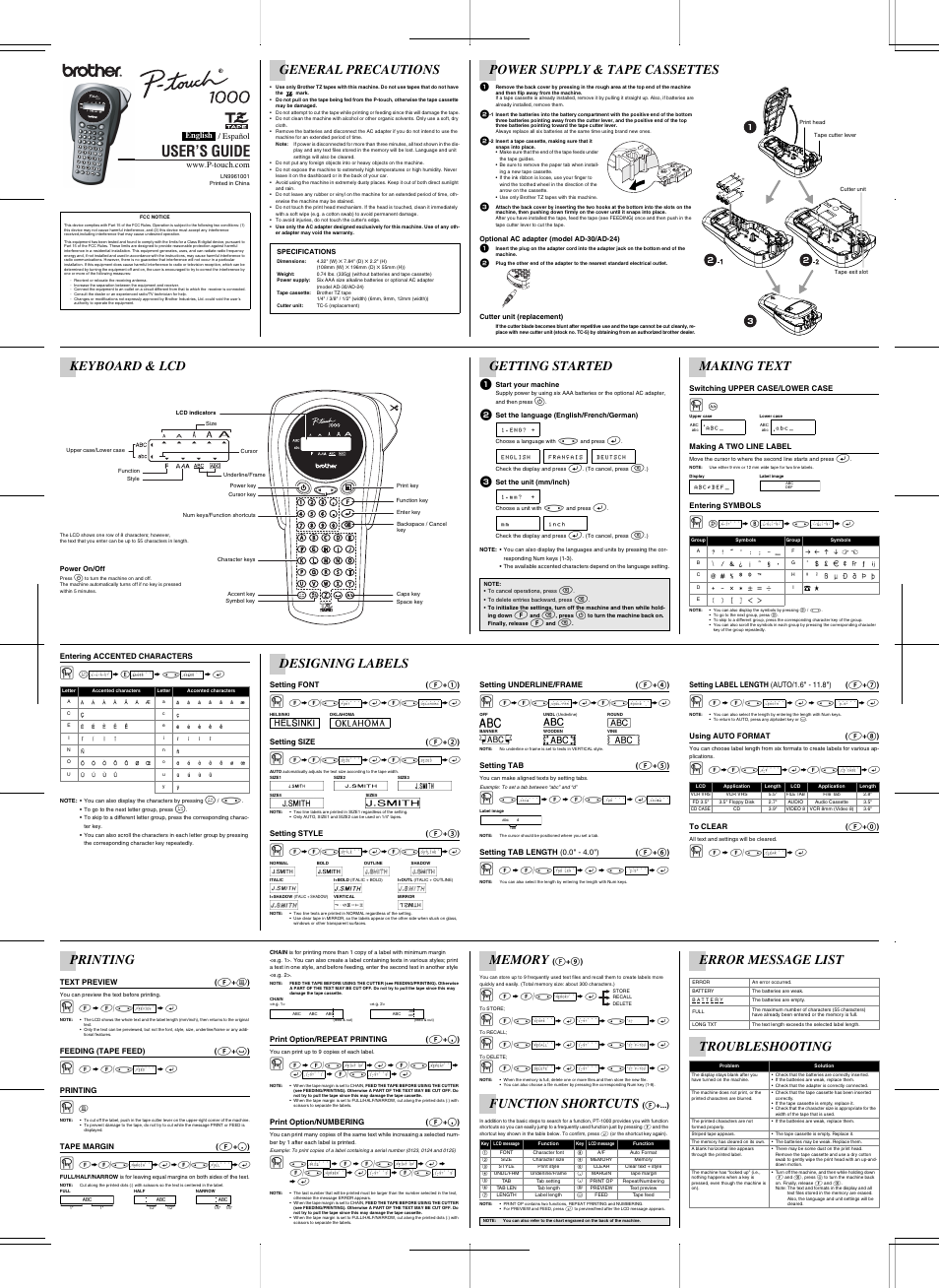 Brother P-TOUCH LN9961001 User Manual | 1 page