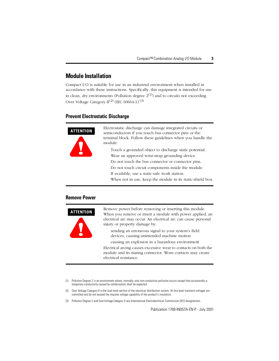 Module installation | Rockwell Automation 1769-IF4XOF2 Compact Combination Analog Module User Manual | Page 3 / 24