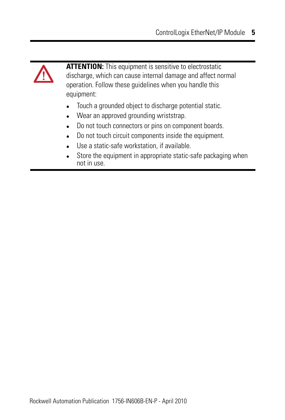 Rockwell Automation 1756-EN2F ControlLogix EtherNet/IP Module Installation Instructions User Manual | Page 5 / 28