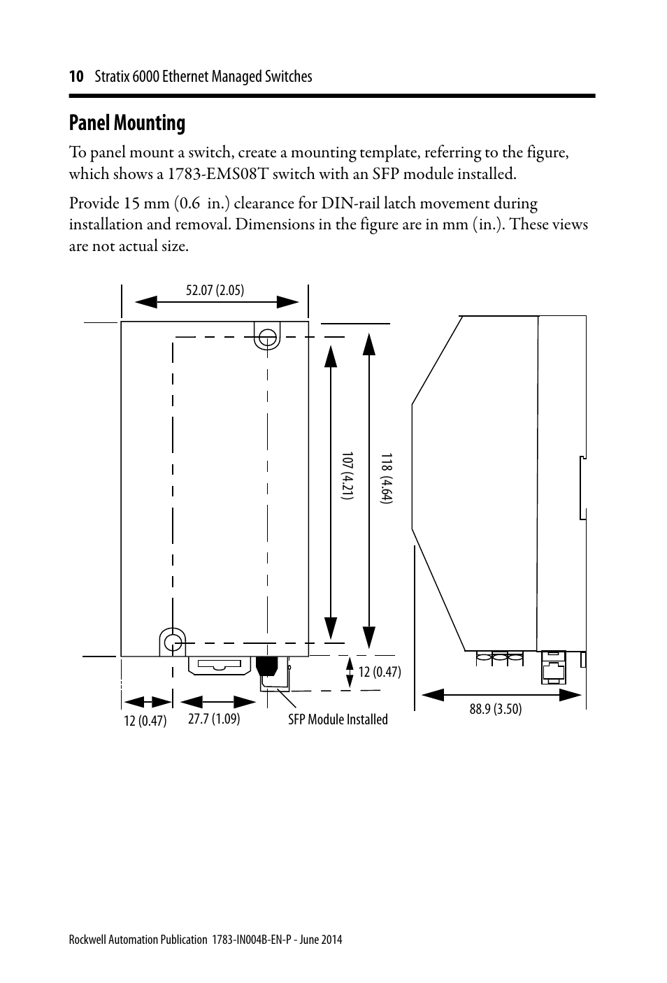 Panel mounting | Rockwell Automation 1783-EMS08T Stratix 6000 Ethernet Managed Switches Installation Instructions User Manual | Page 10 / 24