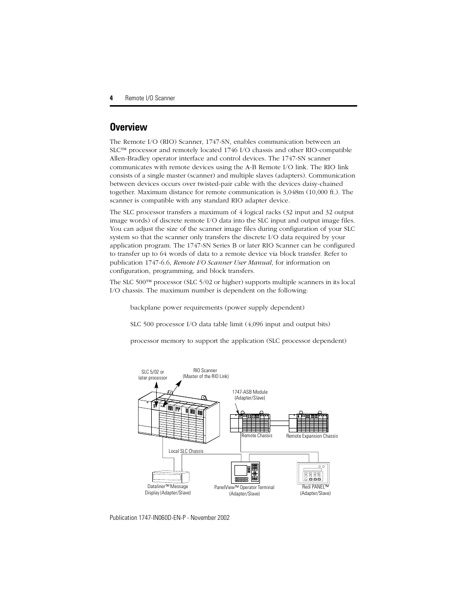 Overview | Rockwell Automation 1747-SN Remote I/O Scanner User Manual | Page 4 / 12
