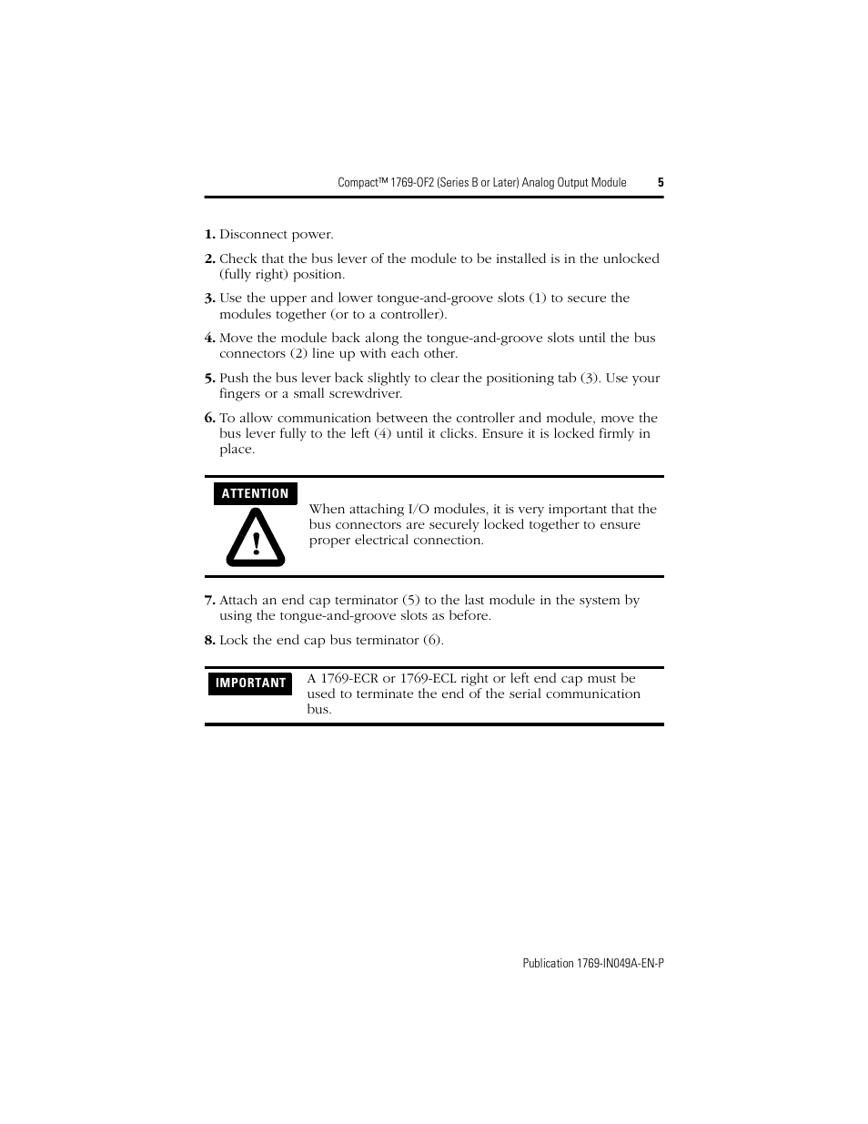 Rockwell Automation 1769-OF2 Compact (Series B or Later) Analog Output Module User Manual | Page 5 / 24