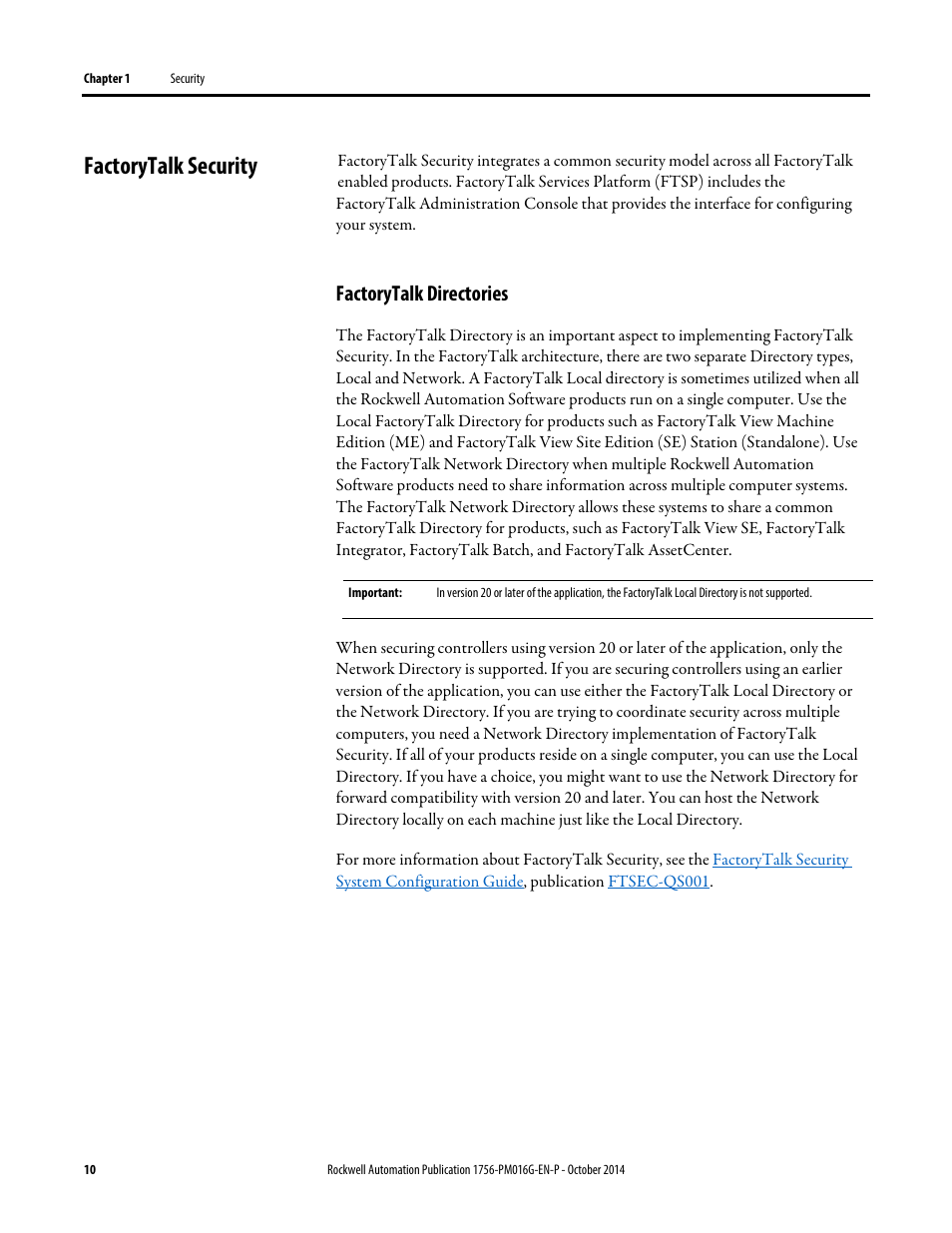 Factorytalk security, Factorytalk directories | Rockwell Automation Logix5000 Controllers Security Programming Manual User Manual | Page 10 / 63