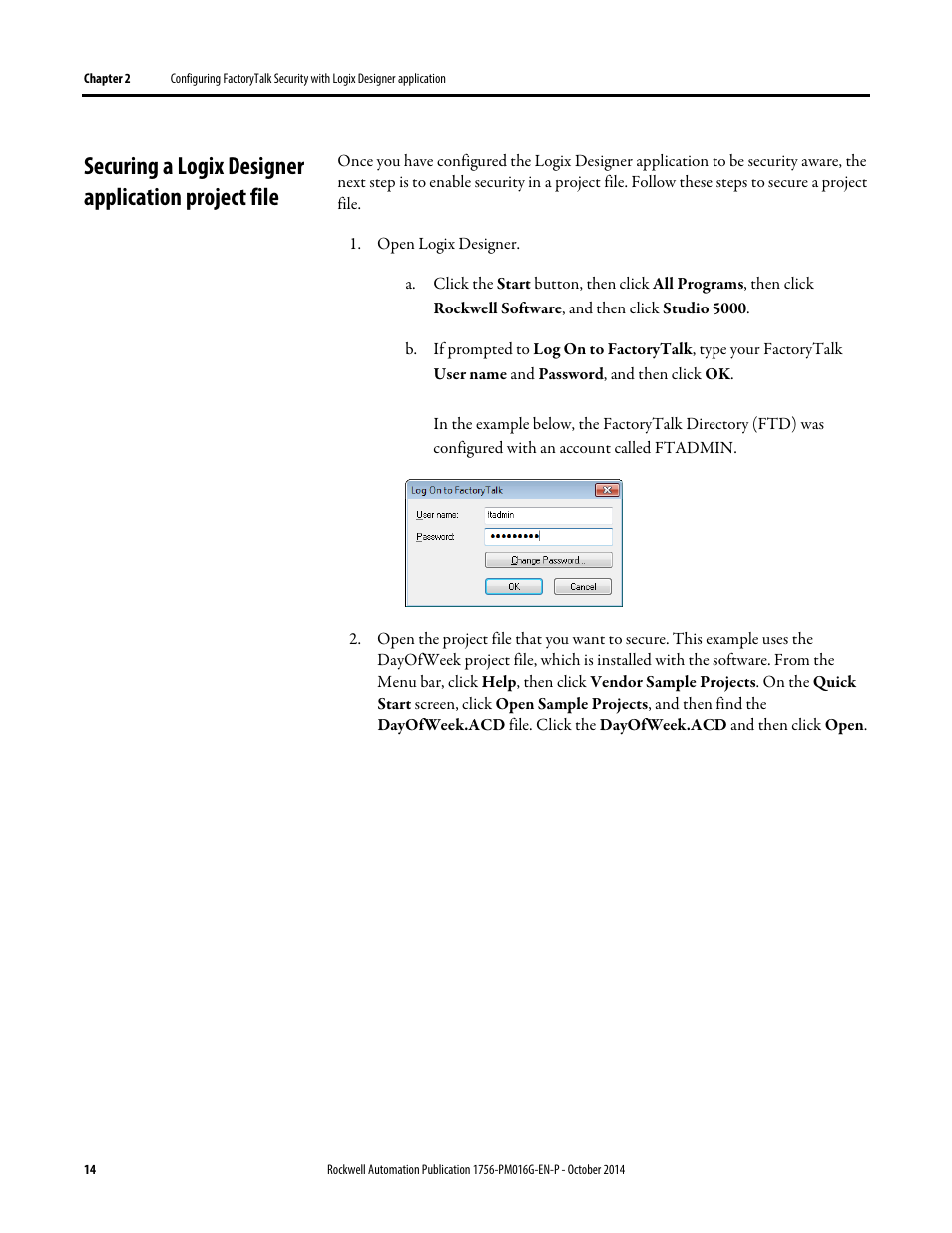 Securing a logix designer application project file, Securing a logix designer application, Project file | Securing a logix, Designer application project file | Rockwell Automation Logix5000 Controllers Security Programming Manual User Manual | Page 14 / 63