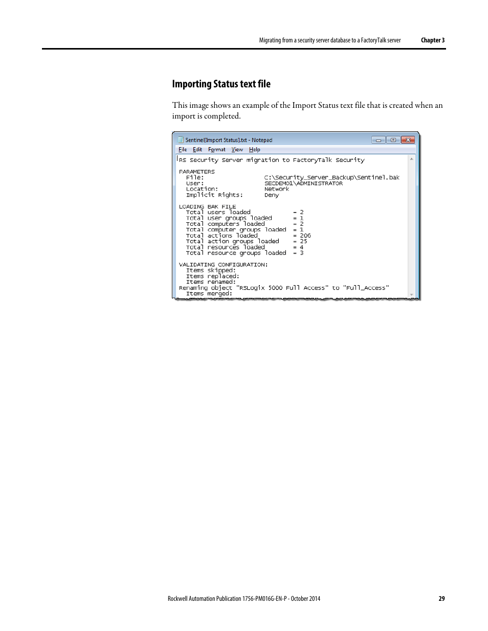 Importing status text file | Rockwell Automation Logix5000 Controllers Security Programming Manual User Manual | Page 29 / 63