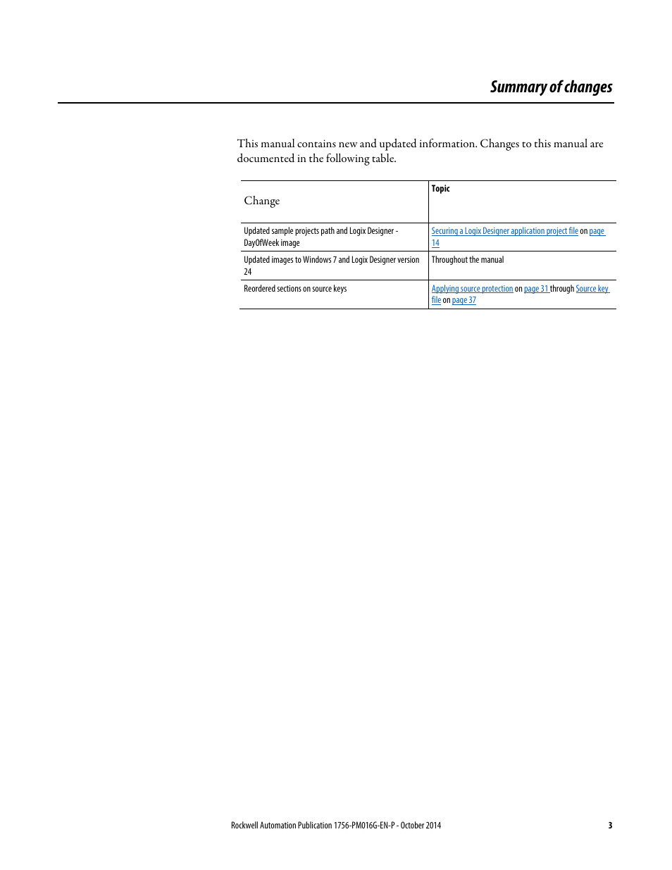 Summary of changes | Rockwell Automation Logix5000 Controllers Security Programming Manual User Manual | Page 3 / 63