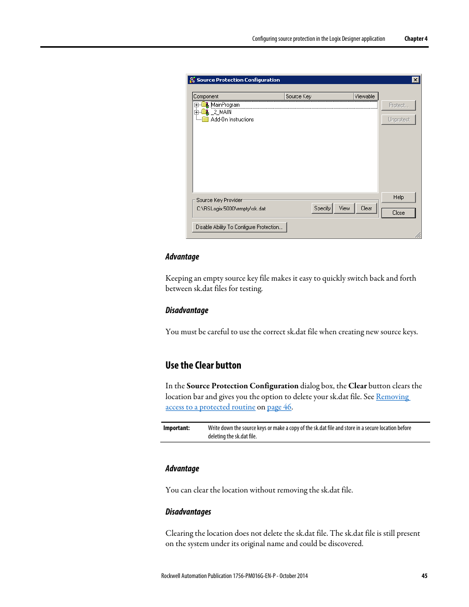 Use the clear button | Rockwell Automation Logix5000 Controllers Security Programming Manual User Manual | Page 45 / 63