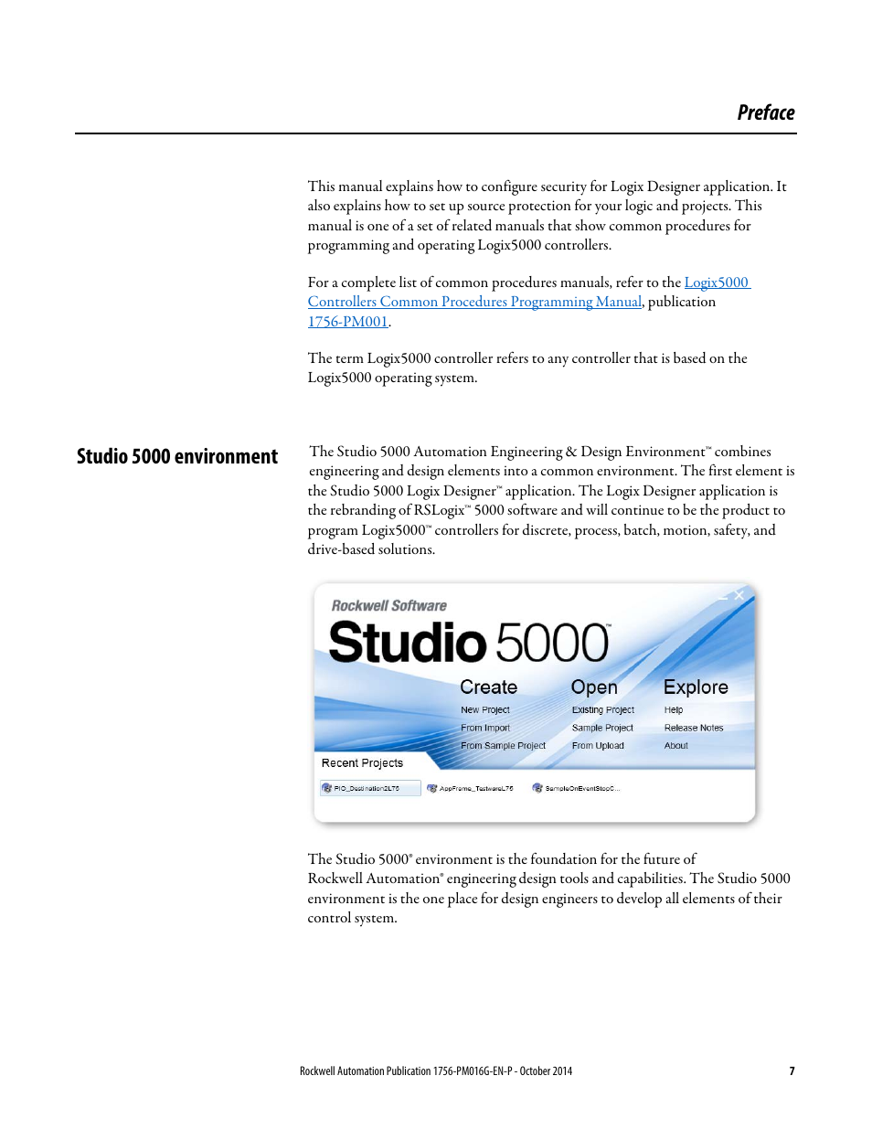 Preface, Studio 5000 environment | Rockwell Automation Logix5000 Controllers Security Programming Manual User Manual | Page 7 / 63