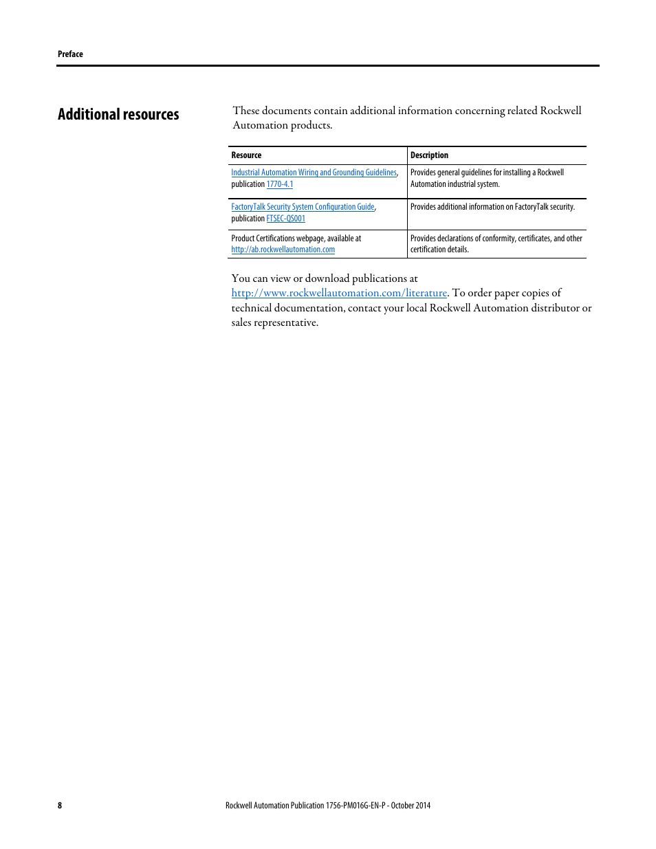 Additional resources | Rockwell Automation Logix5000 Controllers Security Programming Manual User Manual | Page 8 / 63
