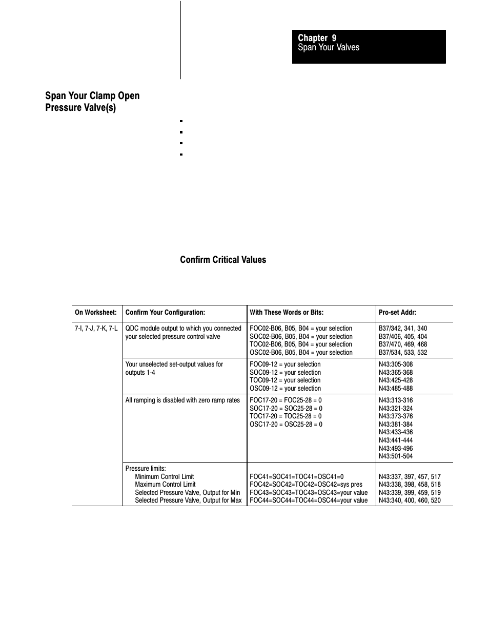 9ć41, Span your clamp open pressure valve(s) | Rockwell Automation 1771-QDC, D17716.5.86(Passport) PLASTIC MOLDING MODULE User Manual | Page 198 / 289