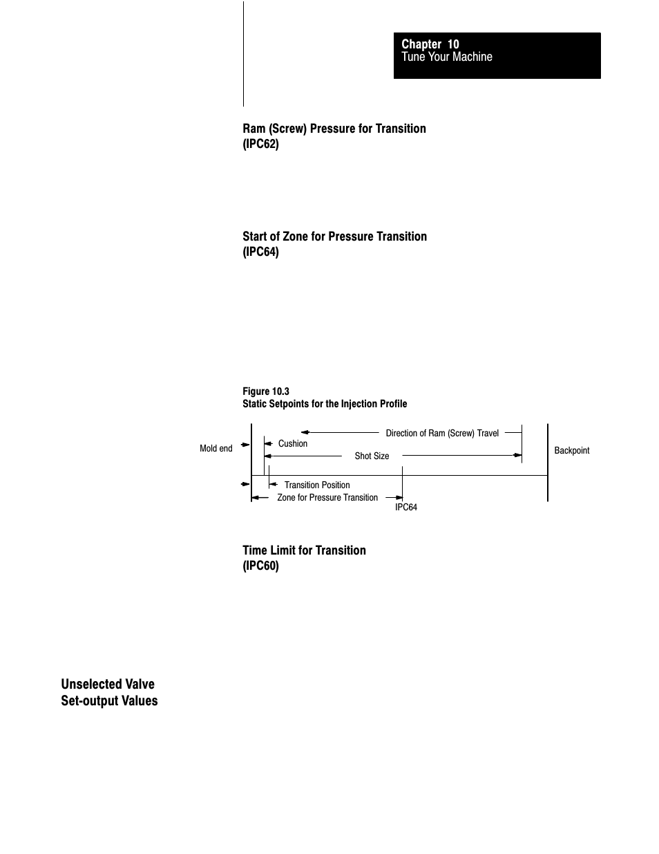 10ć15, Unselected valve setćoutput values | Rockwell Automation 1771-QDC, D17716.5.86(Passport) PLASTIC MOLDING MODULE User Manual | Page 223 / 289