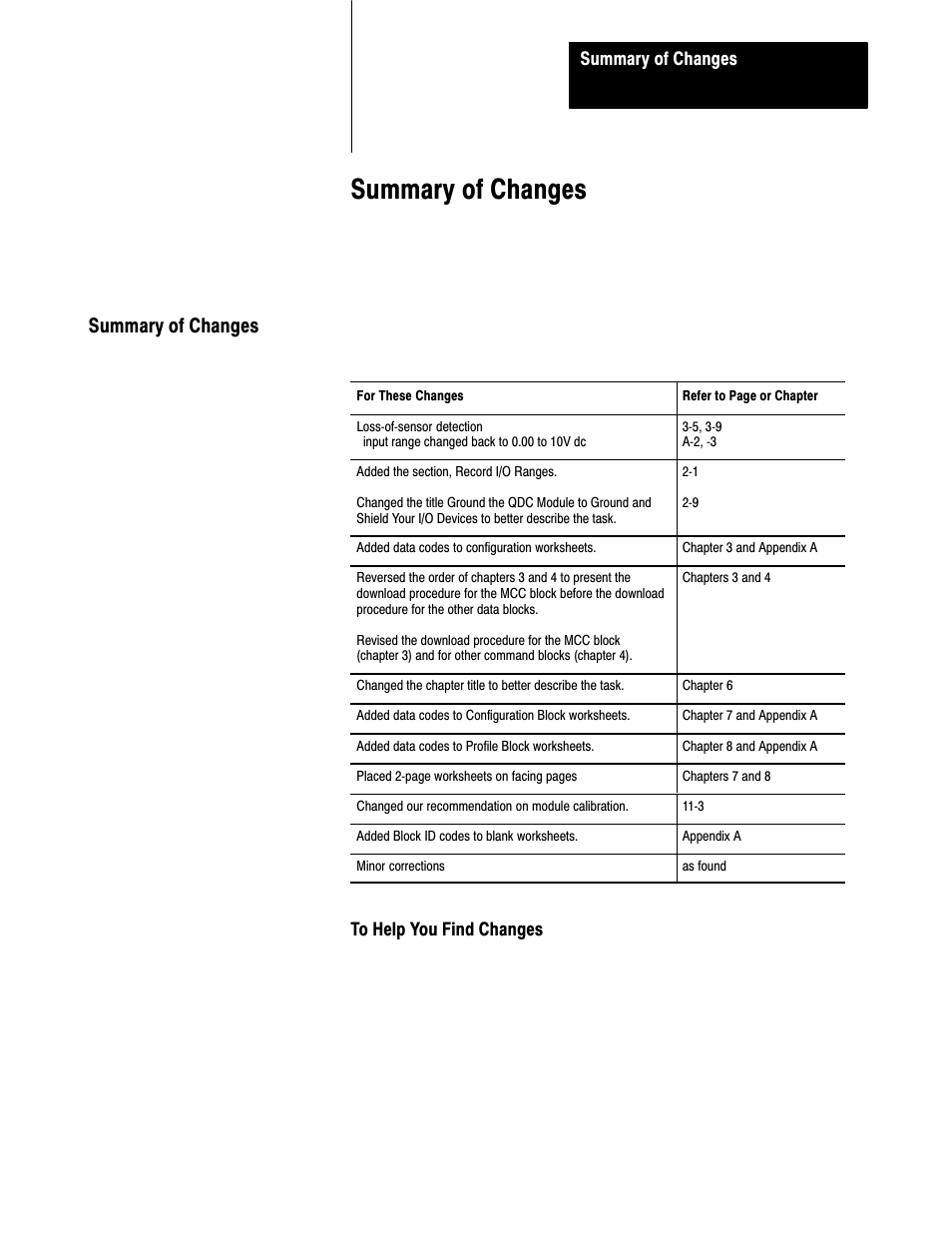 1771-6.5.86, summary of changes, Summary of changes | Rockwell Automation 1771-QDC, D17716.5.86(Passport) PLASTIC MOLDING MODULE User Manual | Page 3 / 289