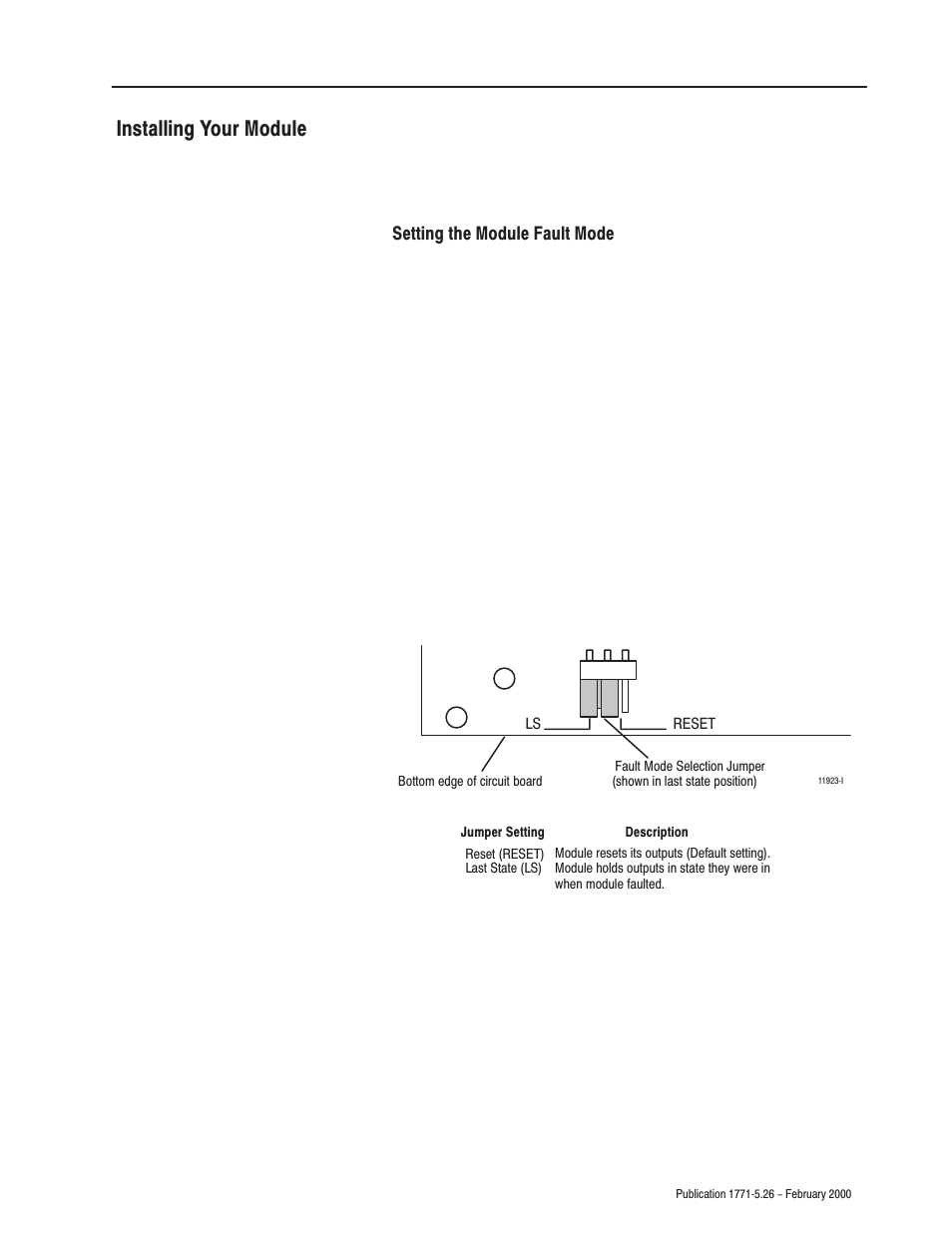 Installing your module, Setting the module fault mode | Rockwell Automation 1771-OMD AC(220V) Output Mod Installation Instructions User Manual | Page 3 / 12