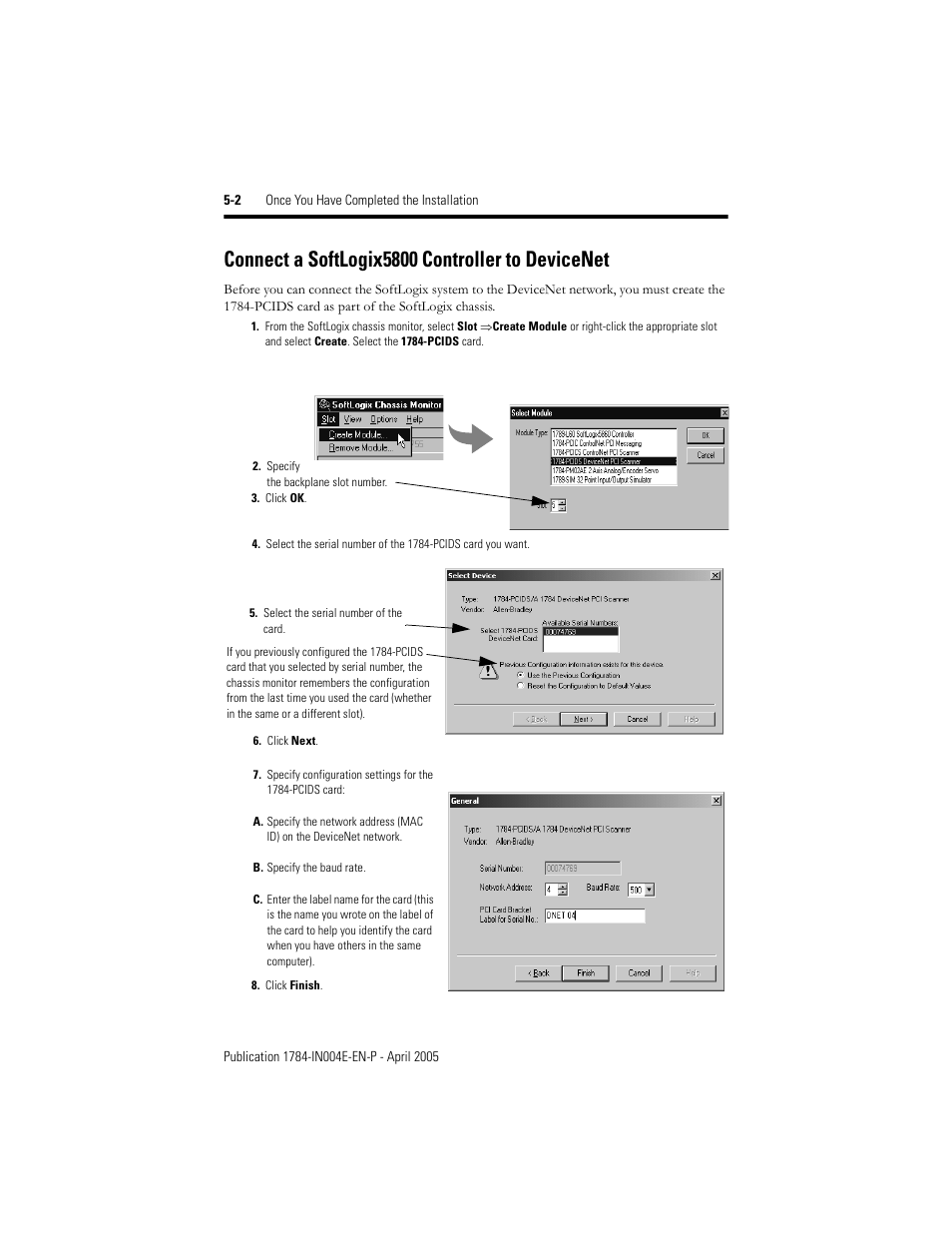 Connect a softlogix5800 controller to devicenet, Connect a softlogix5800 controller to devicenet -2 | Rockwell Automation 1784-PCIDS DeviceNet PCI Communication Interface Card User Manual | Page 38 / 68