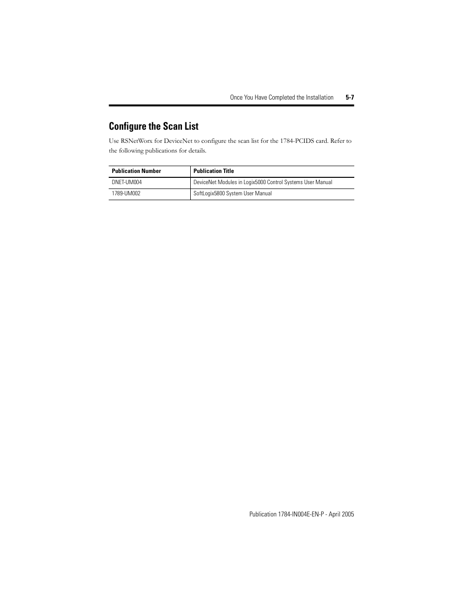Configure the scan list, Configure the scan list -7 | Rockwell Automation 1784-PCIDS DeviceNet PCI Communication Interface Card User Manual | Page 43 / 68