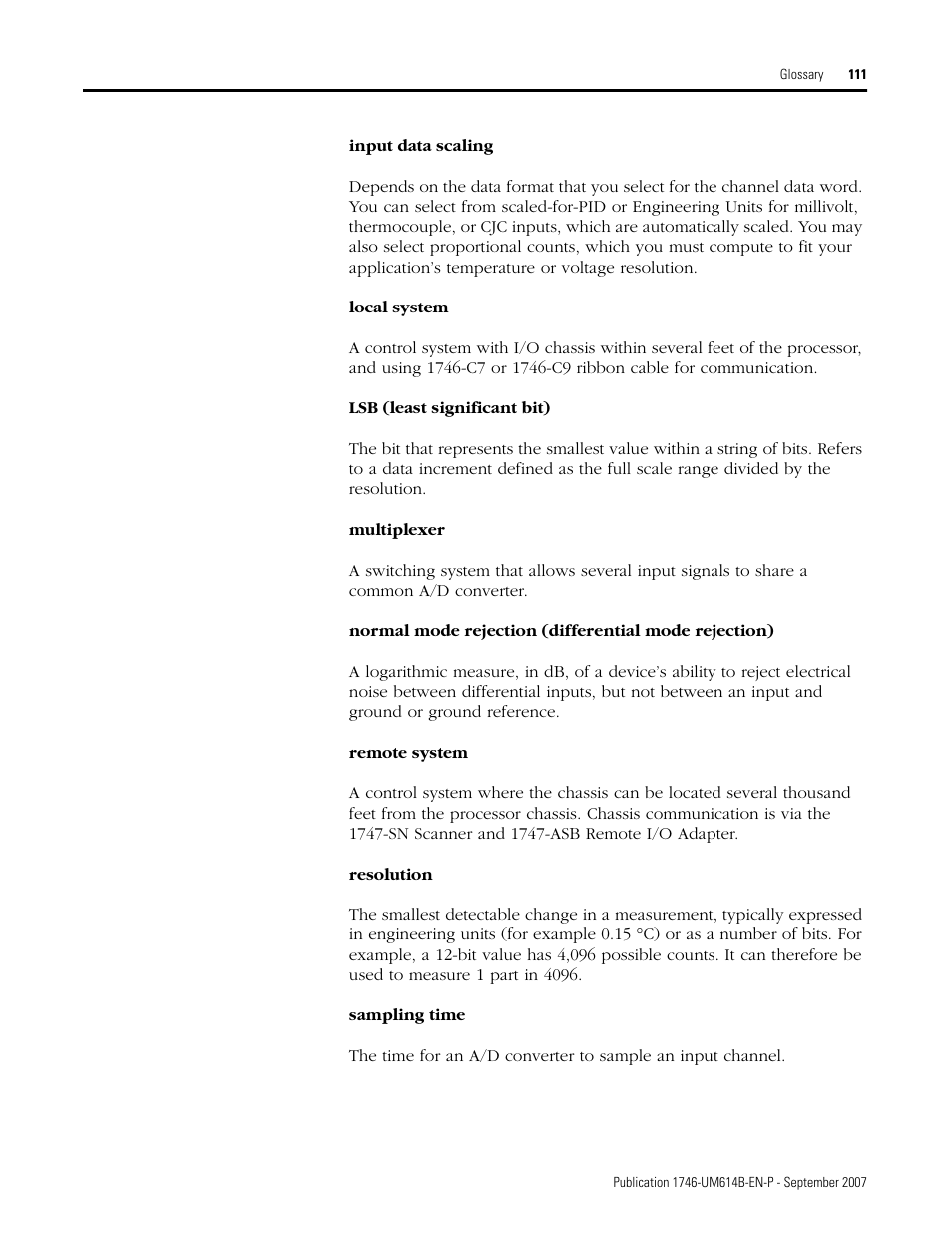 Rockwell Automation 1746-INT4 Thermocouple/MV Isolated/ User Manual User Manual | Page 111 / 116