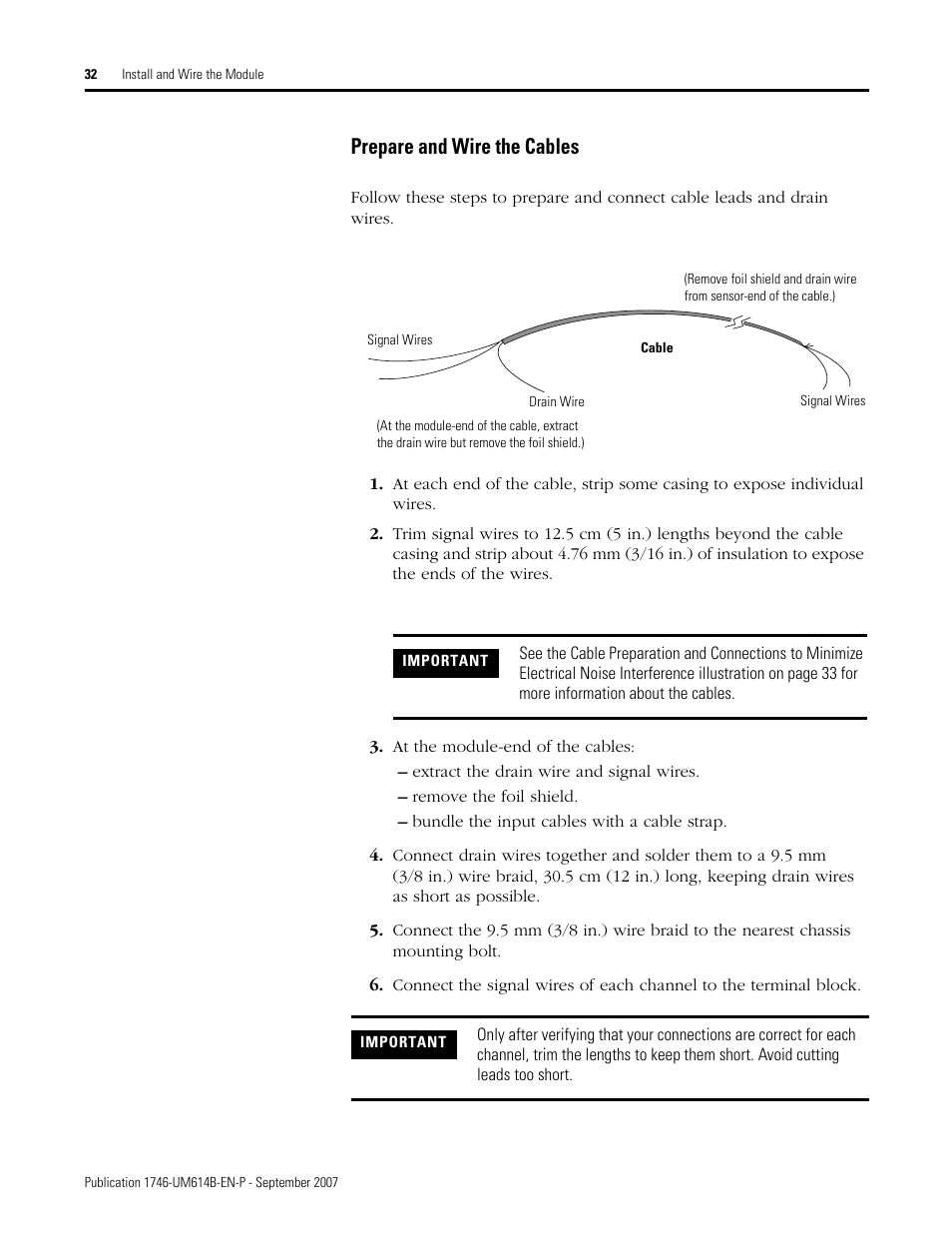Prepare and wire the cables | Rockwell Automation 1746-INT4 Thermocouple/MV Isolated/ User Manual User Manual | Page 32 / 116