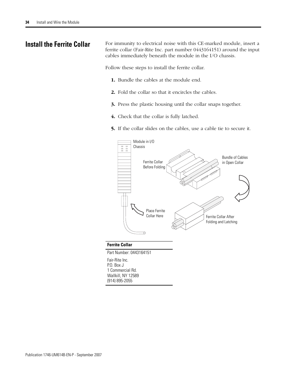 Install the ferrite collar | Rockwell Automation 1746-INT4 Thermocouple/MV Isolated/ User Manual User Manual | Page 34 / 116