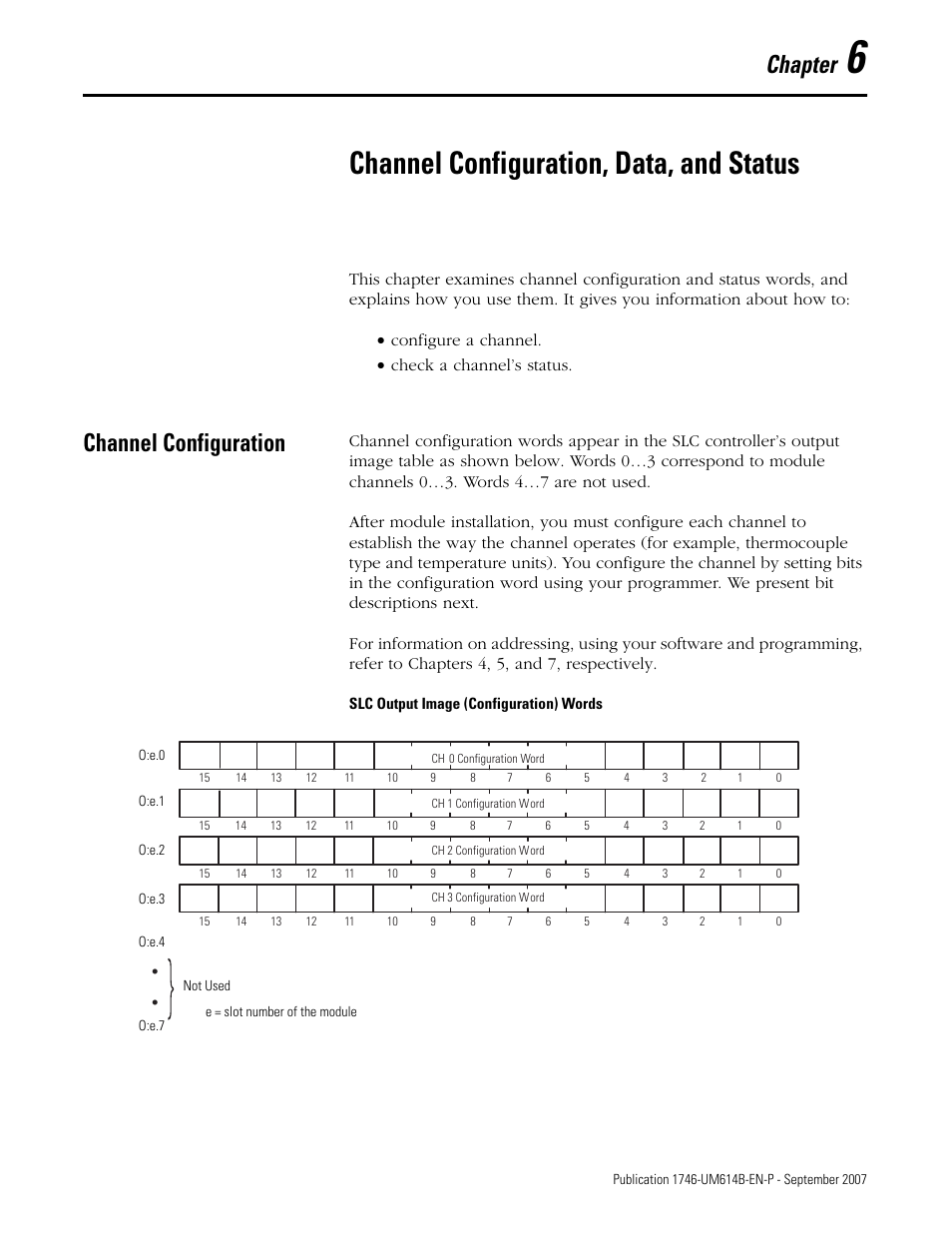 6 - channel configuration, data, and status, Channel configuration, Chapter 6 | Channel configuration, data, and status, Chapter | Rockwell Automation 1746-INT4 Thermocouple/MV Isolated/ User Manual User Manual | Page 45 / 116