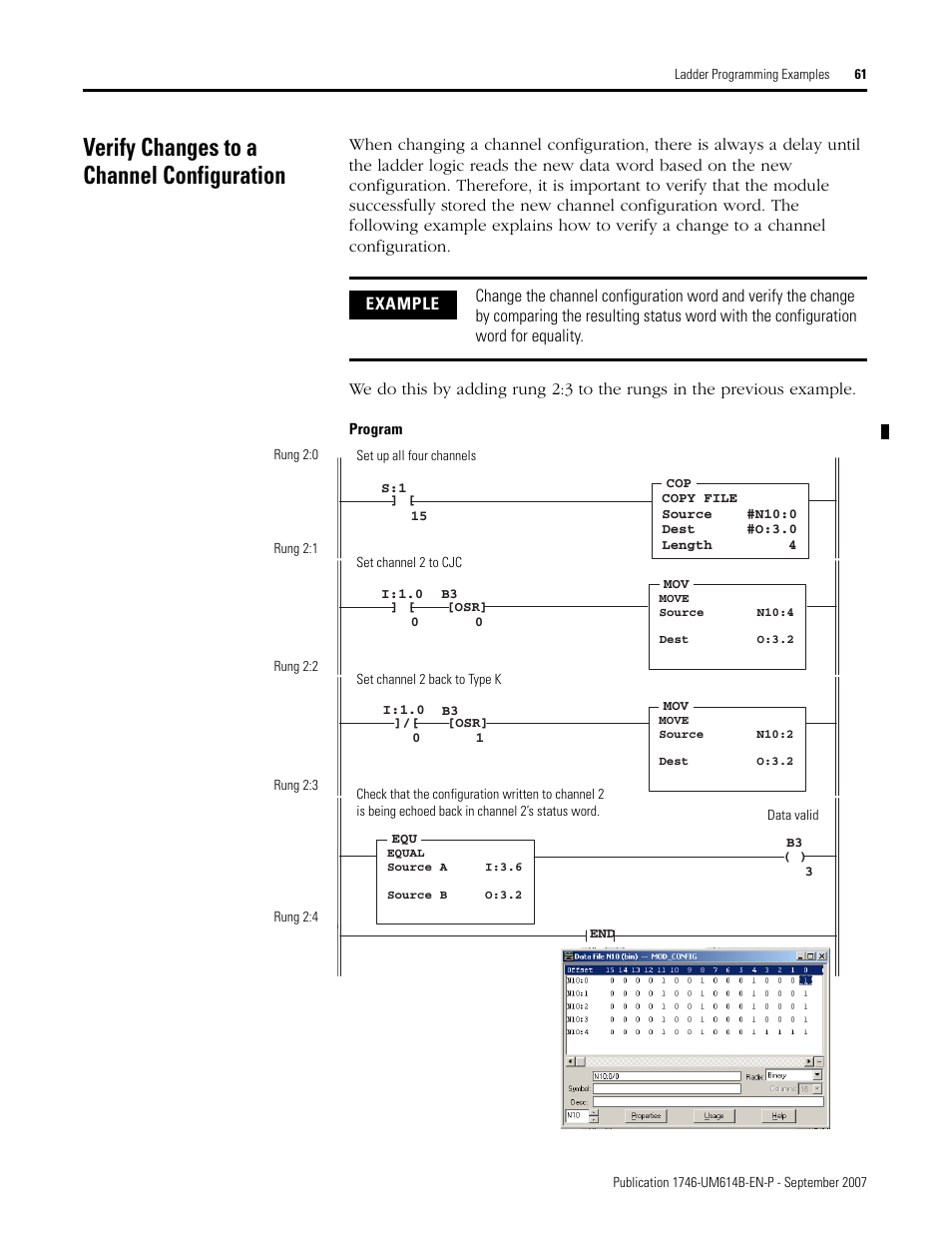 Verify changes to a channel configuration | Rockwell Automation 1746-INT4 Thermocouple/MV Isolated/ User Manual User Manual | Page 61 / 116